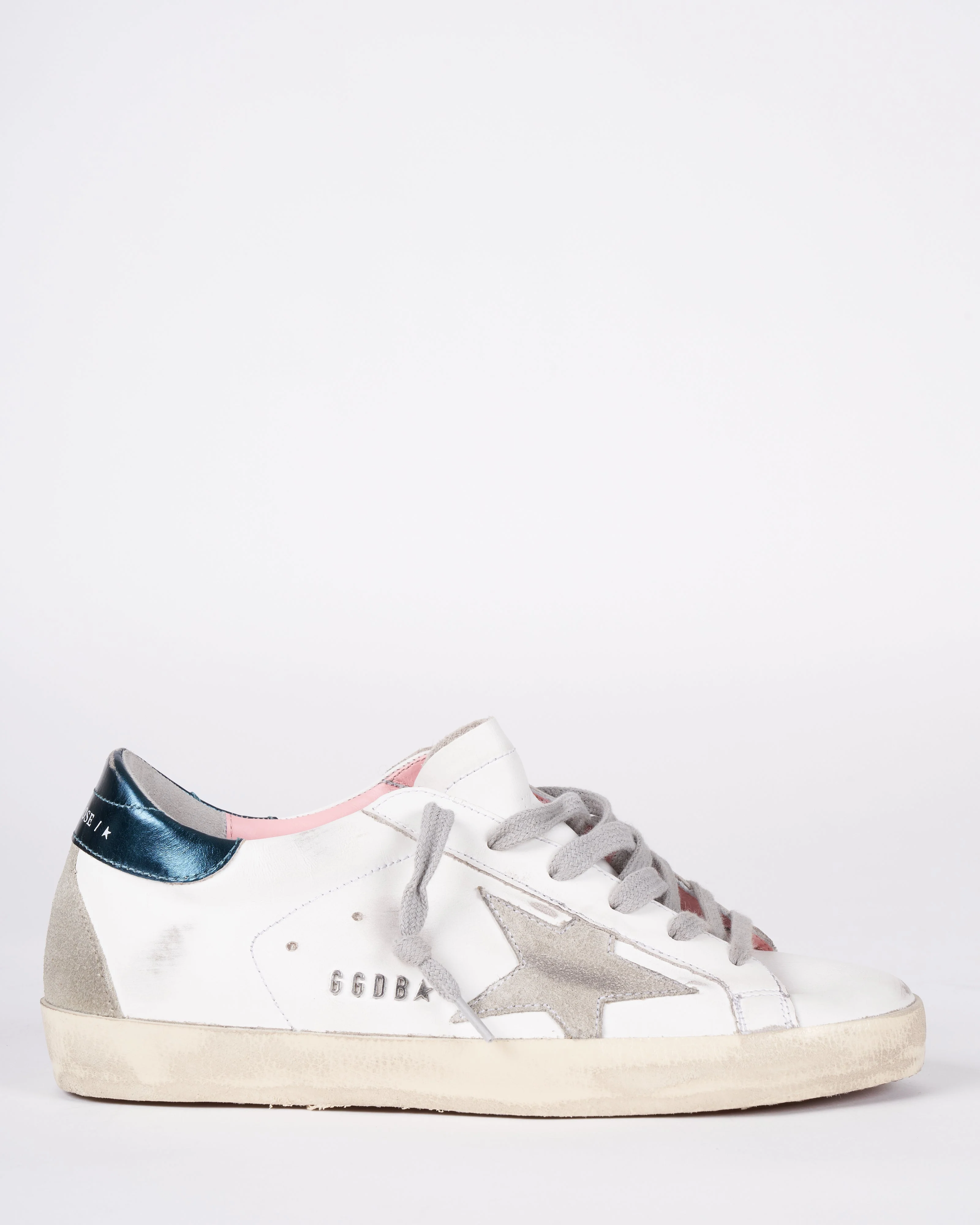 super-star leather upper suede star laminated heel - white/ice/petroleum 10346 - Image 2
