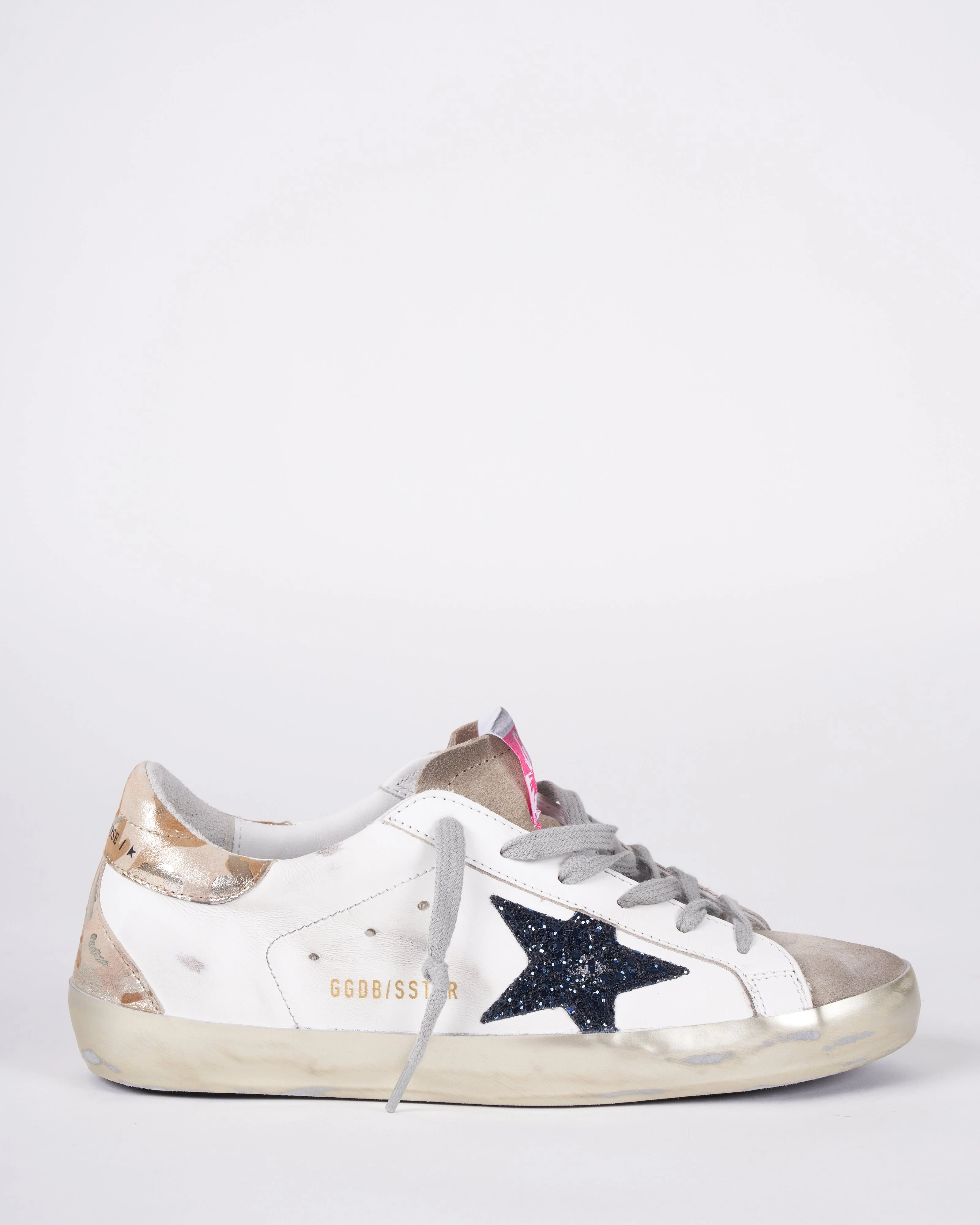 super-star leather upper suede toe glitter star laminated camouflage print leather heel and spur - white/taupe/night blue/camel camouflage 81519 - Image 2