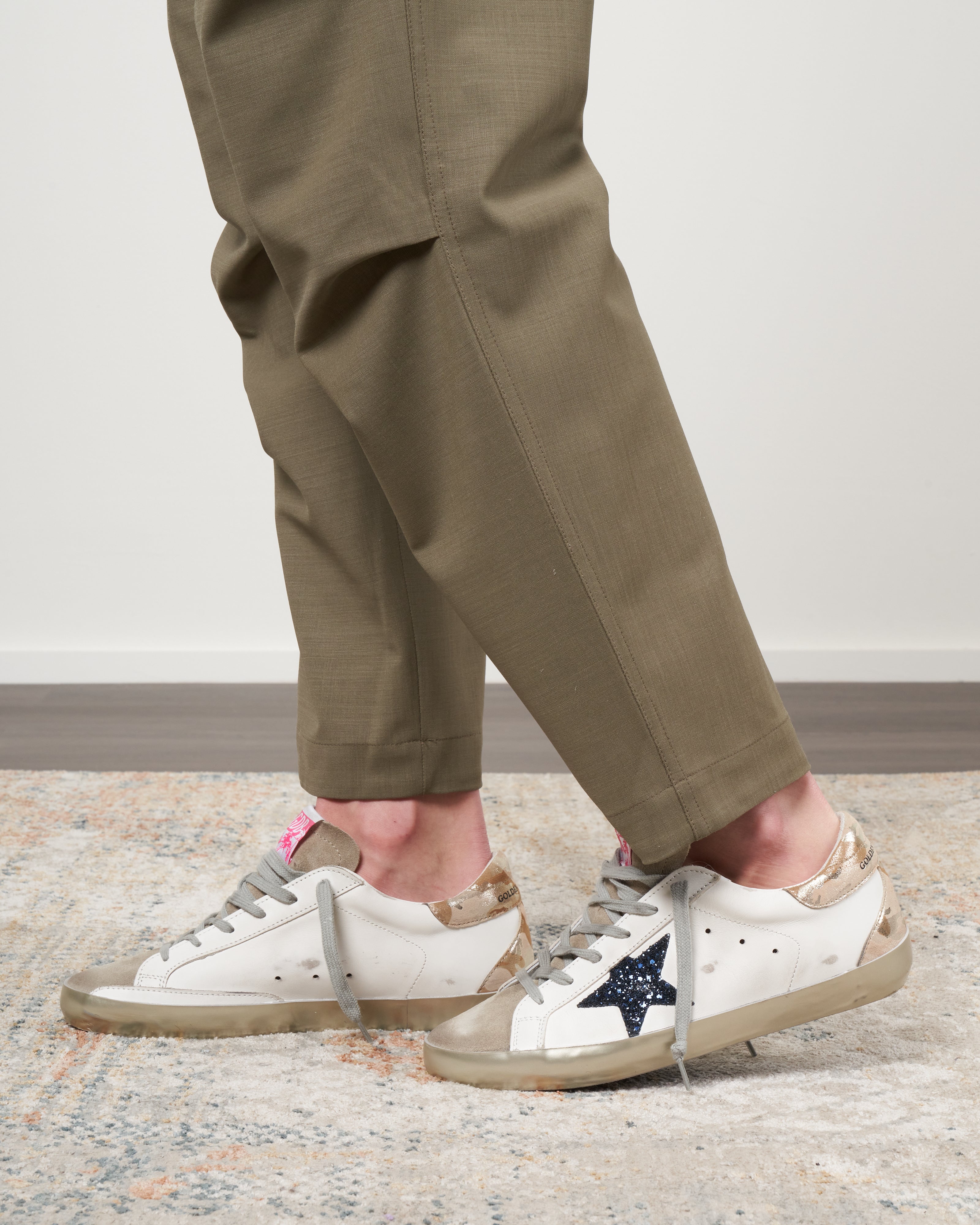 super-star leather upper suede toe glitter star laminated camouflage print leather heel and spur - white/taupe/night blue/camel camouflage 81519 - Image 4