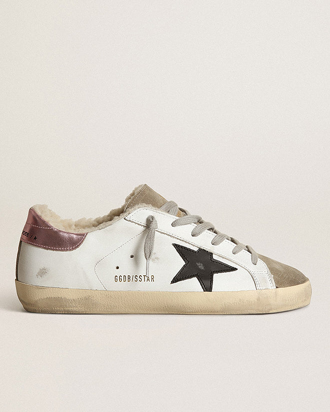 super-star leather with suede toe and shearling lining - white/ice/black/pink