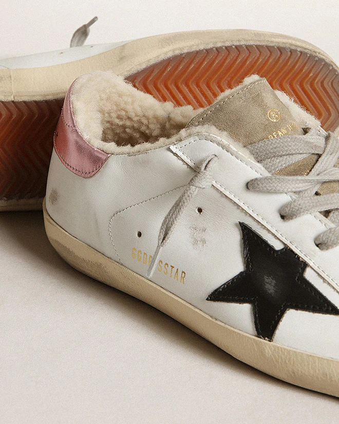 super-star leather with suede toe and shearling lining - white/ice/black/pink - Image 3