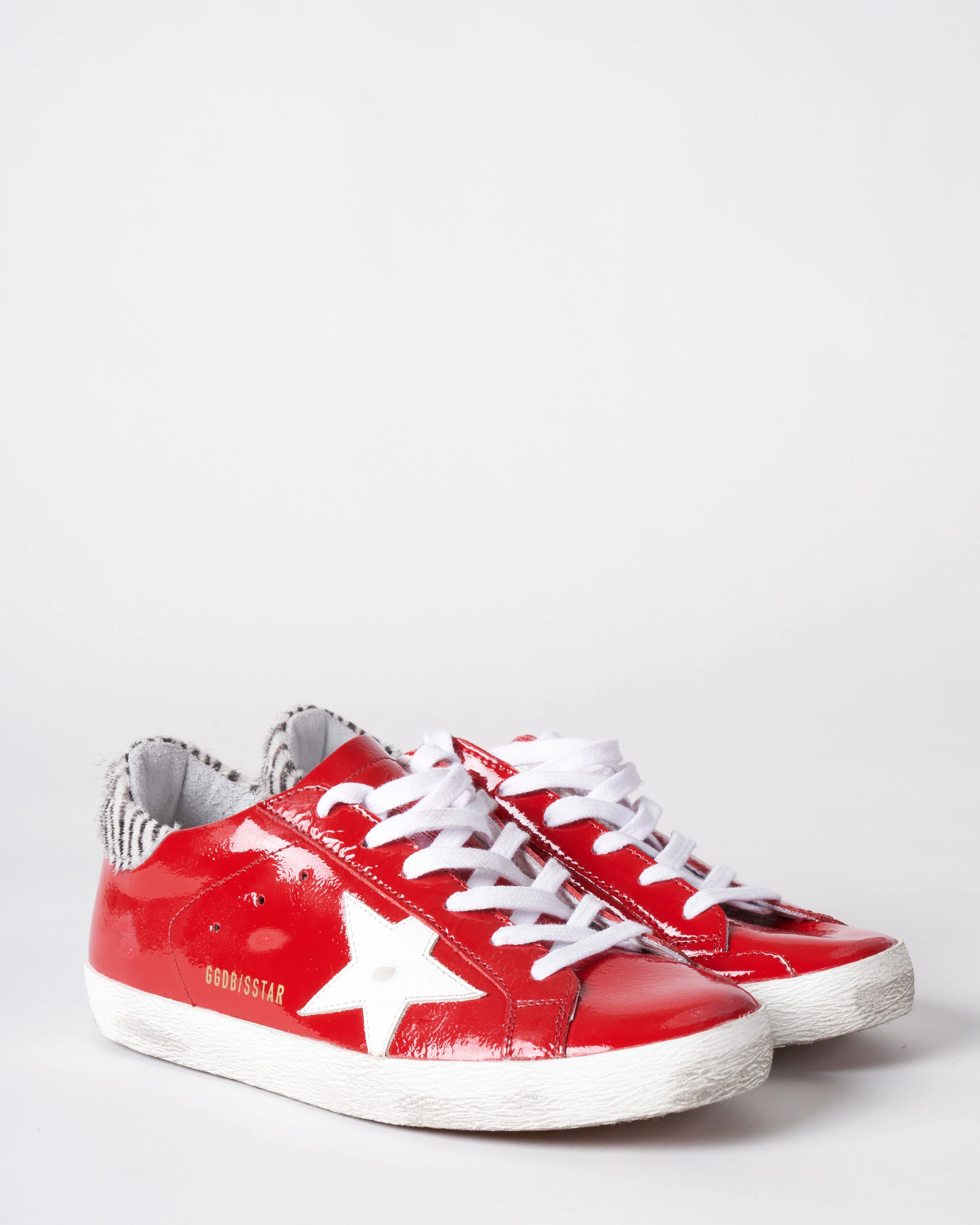 super-star naplack upper leather star minizebra horsy heel - red/white/white black - Image 2