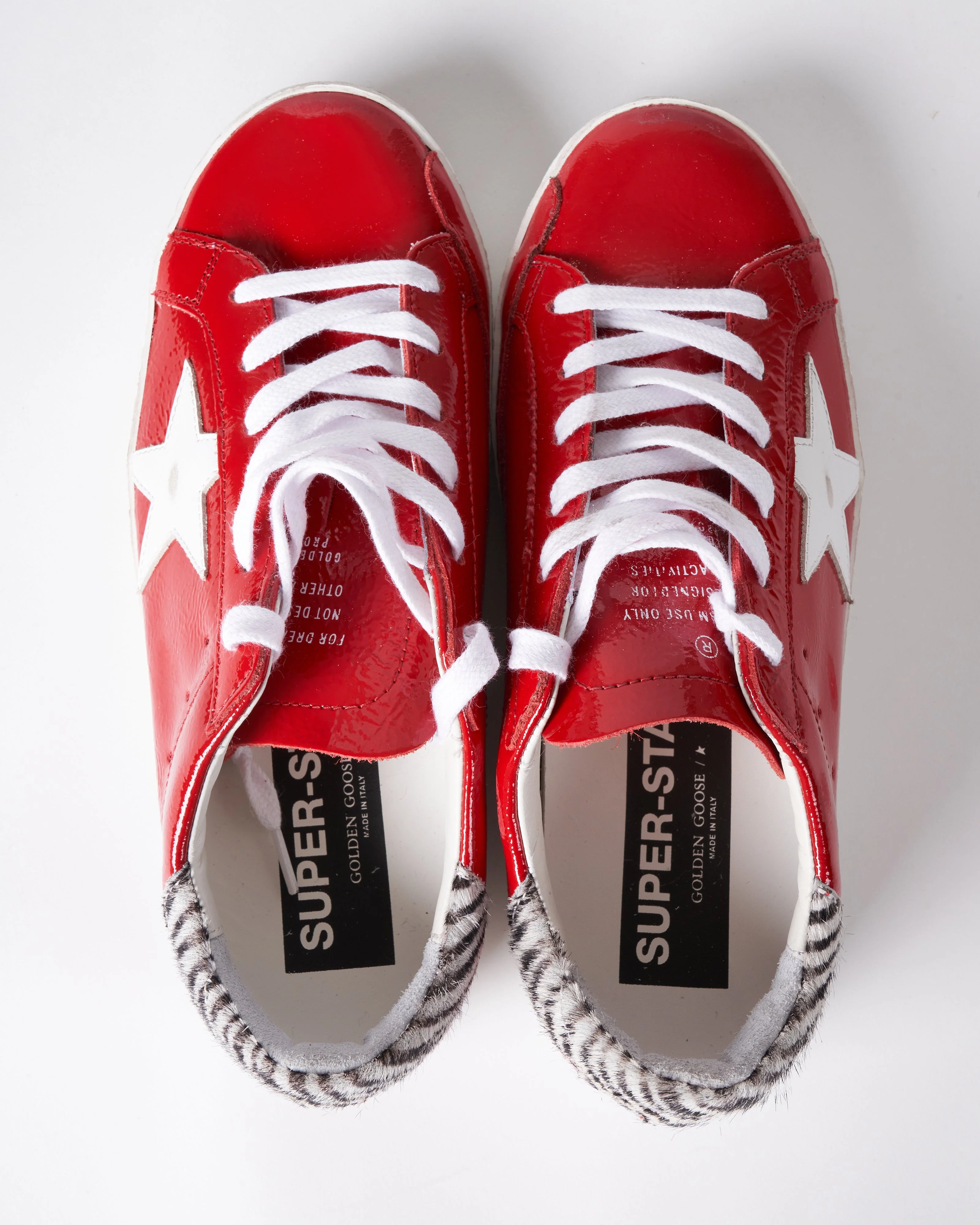 super-star naplack upper leather star minizebra horsy heel - red/white/white black - Image 3