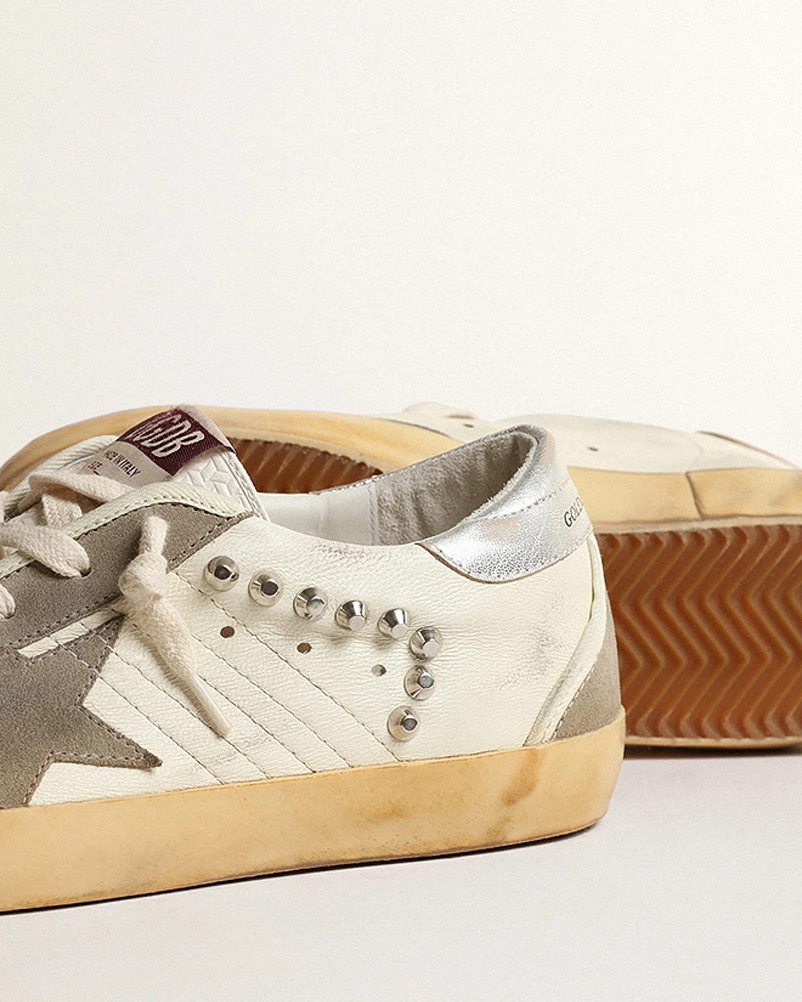 super-star nappa and suede with studs and high frequency tongue - beige/taupe/silver - Image 3