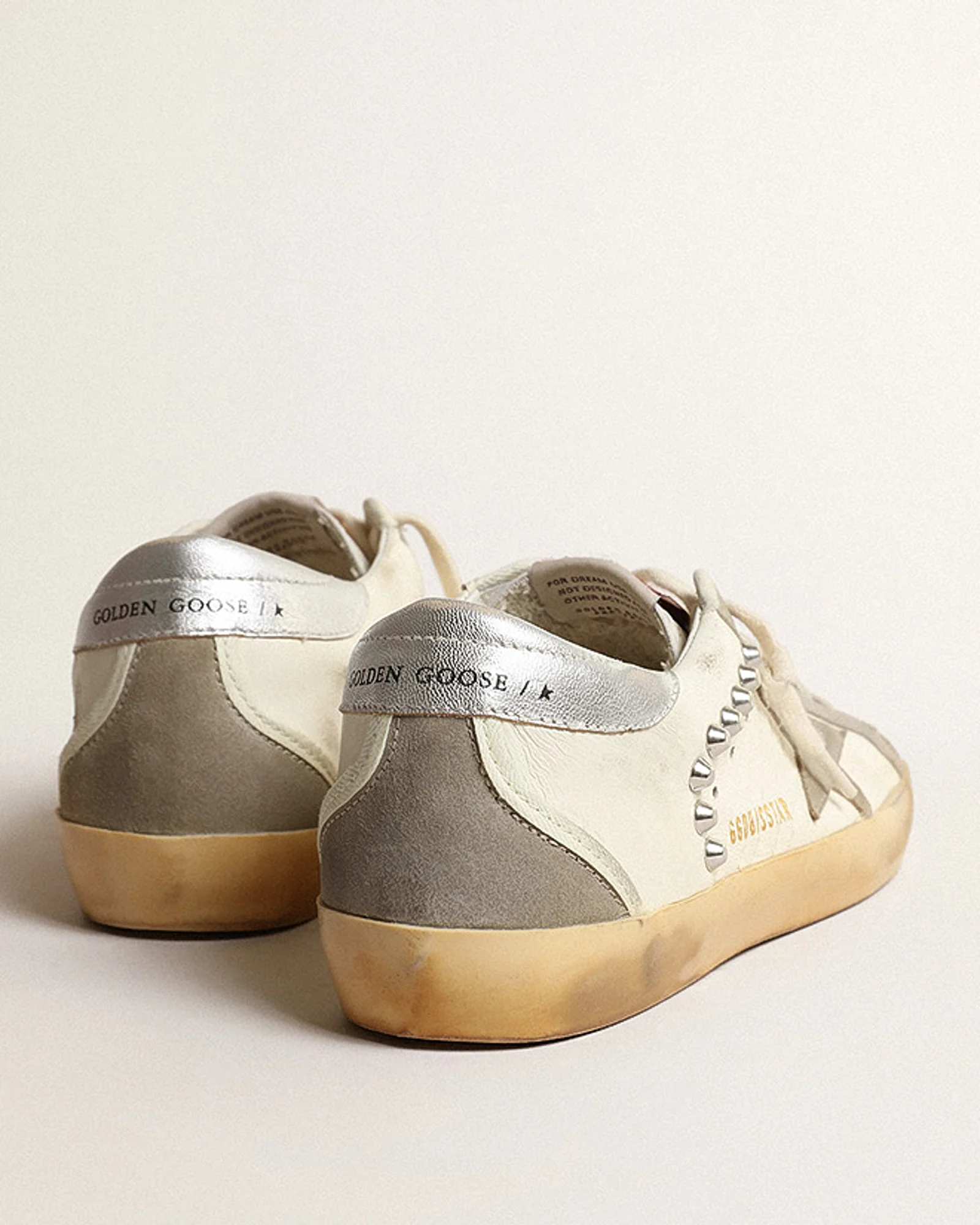 super-star nappa and suede with studs and high frequency tongue - beige/taupe/silver - Image 4