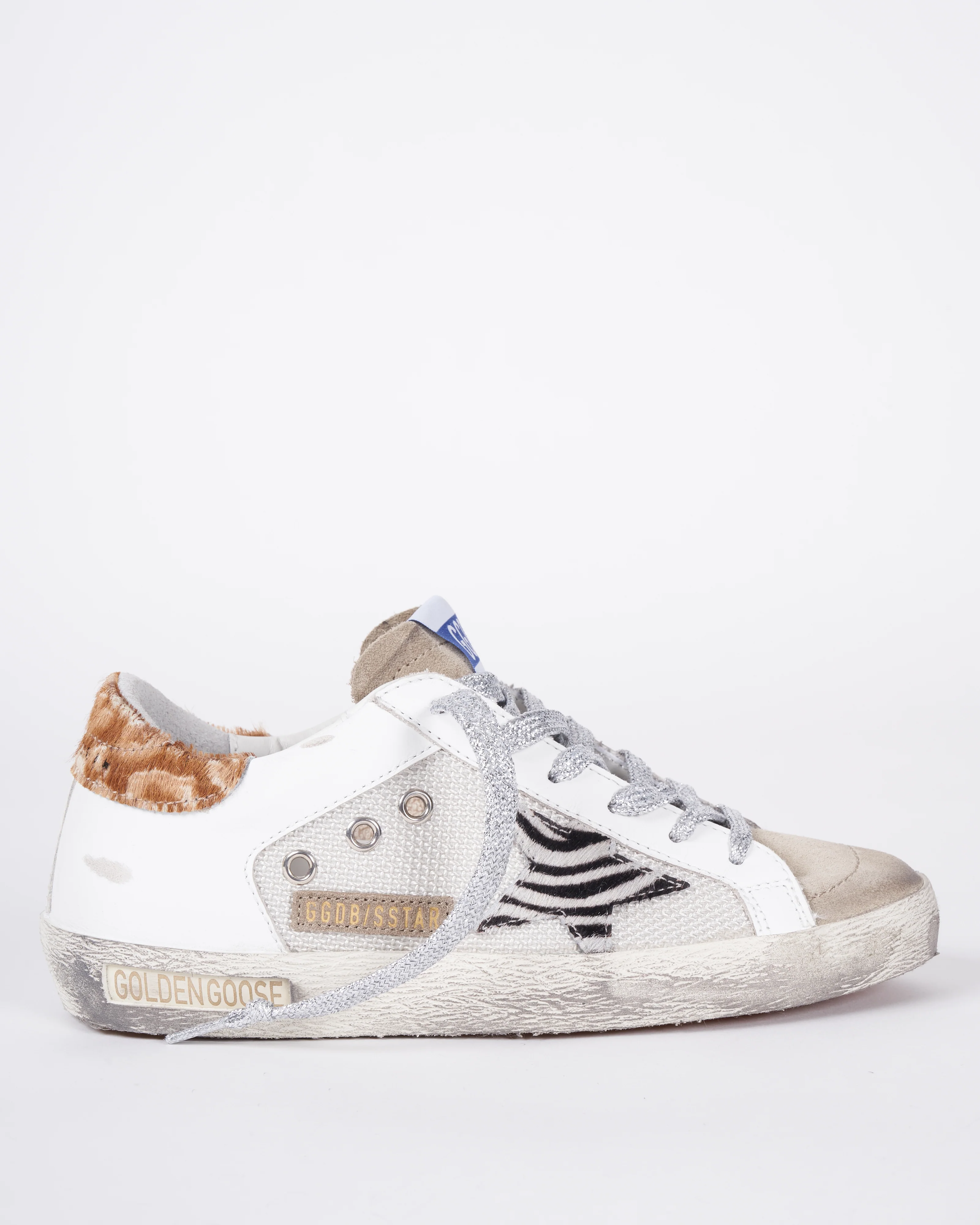 super-star net and leather upper suede toe zebra horsy star leopard horsy heel - light silver/white/taupe/zebra/hazelnut leo 81498 - Image 2