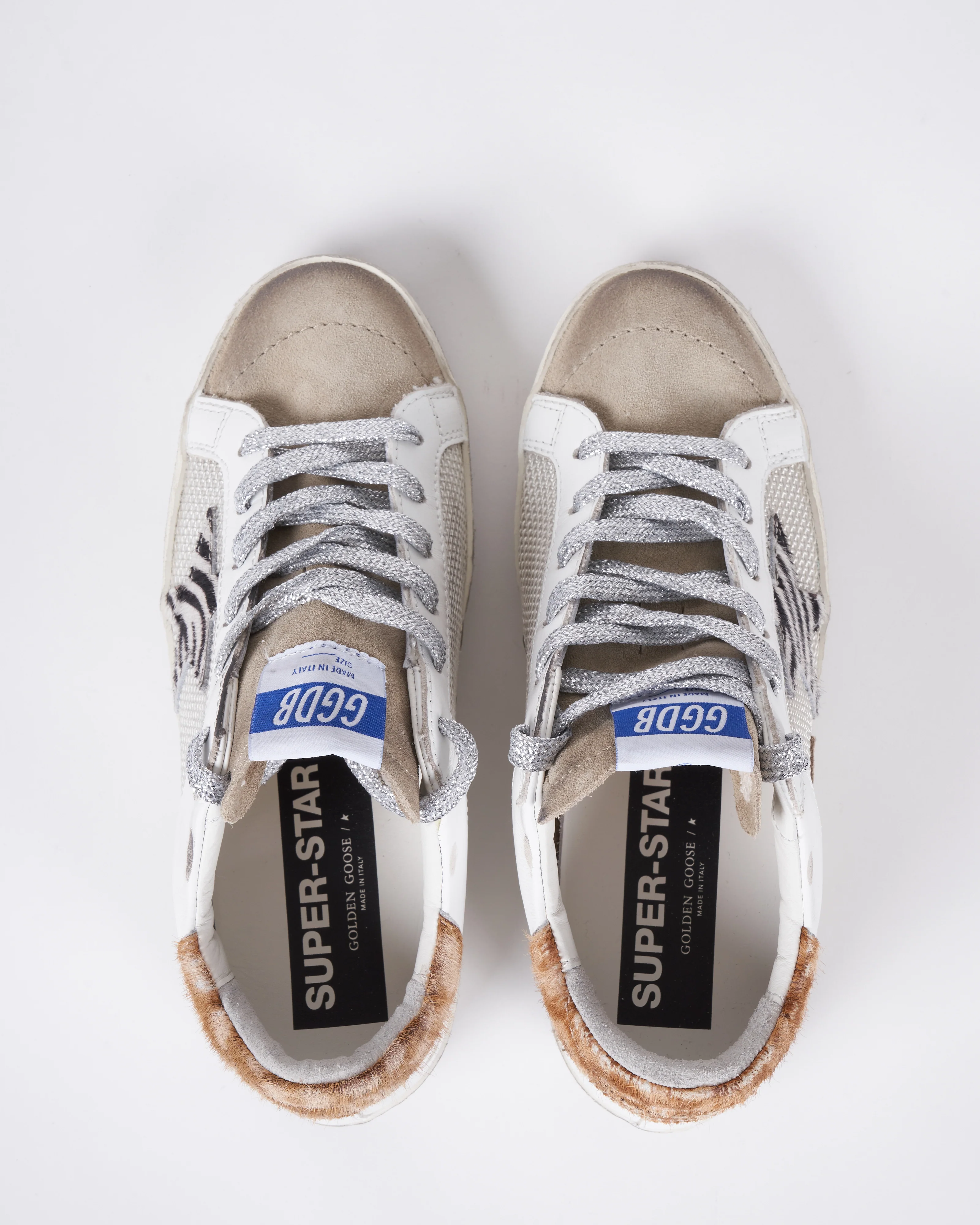 super-star net and leather upper suede toe zebra horsy star leopard horsy heel - light silver/white/taupe/zebra/hazelnut leo 81498 - Image 3