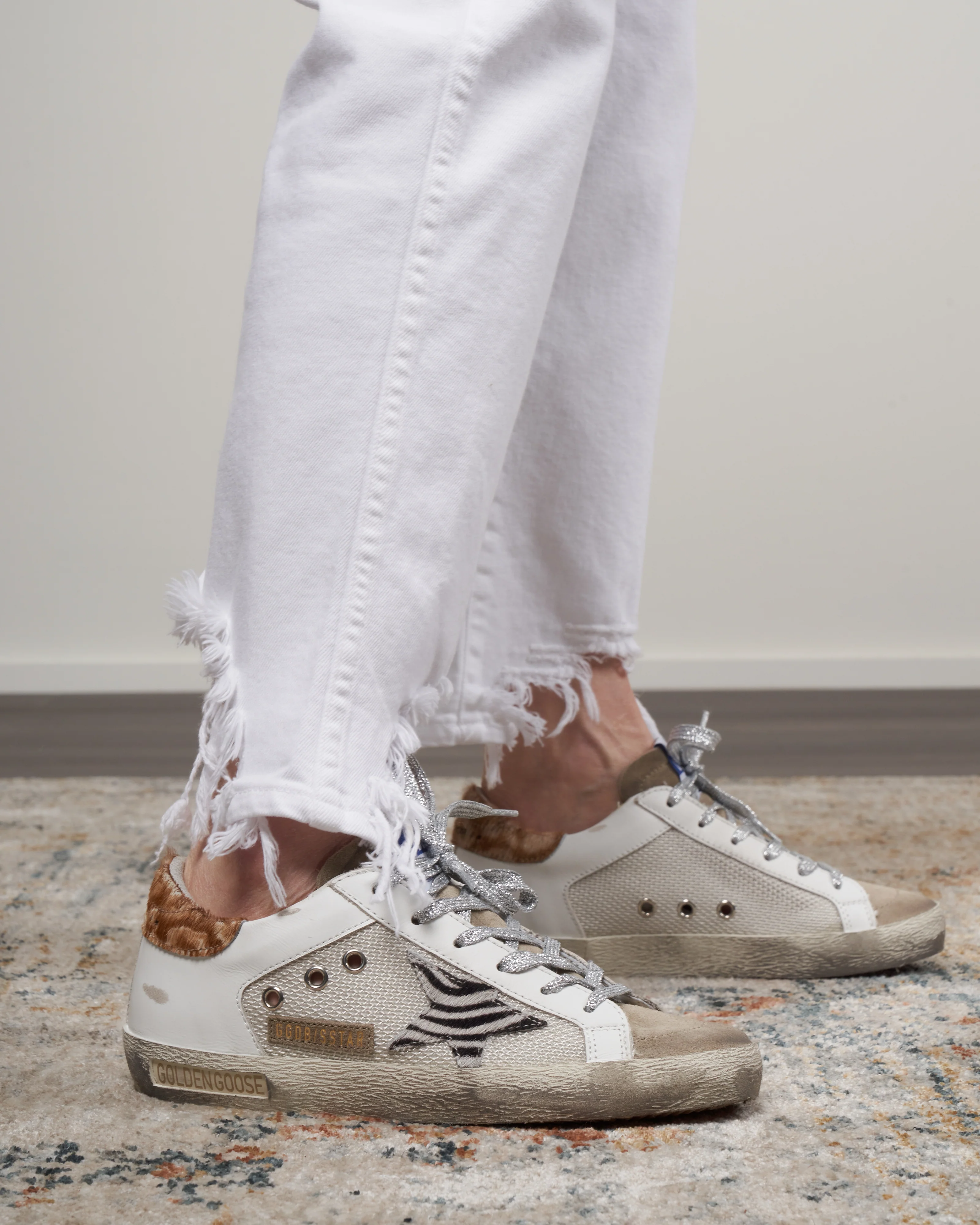 super-star net and leather upper suede toe zebra horsy star leopard horsy heel - light silver/white/taupe/zebra/hazelnut leo 81498 - Image 4