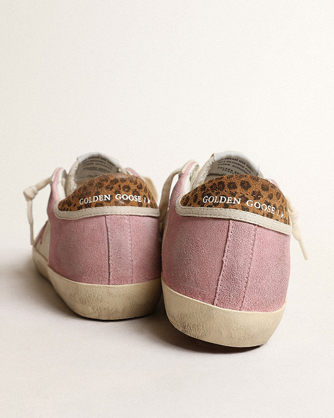 super-star net and suede with leopard print suede heel - cream/antique pink/ivory/leopard - Image 4