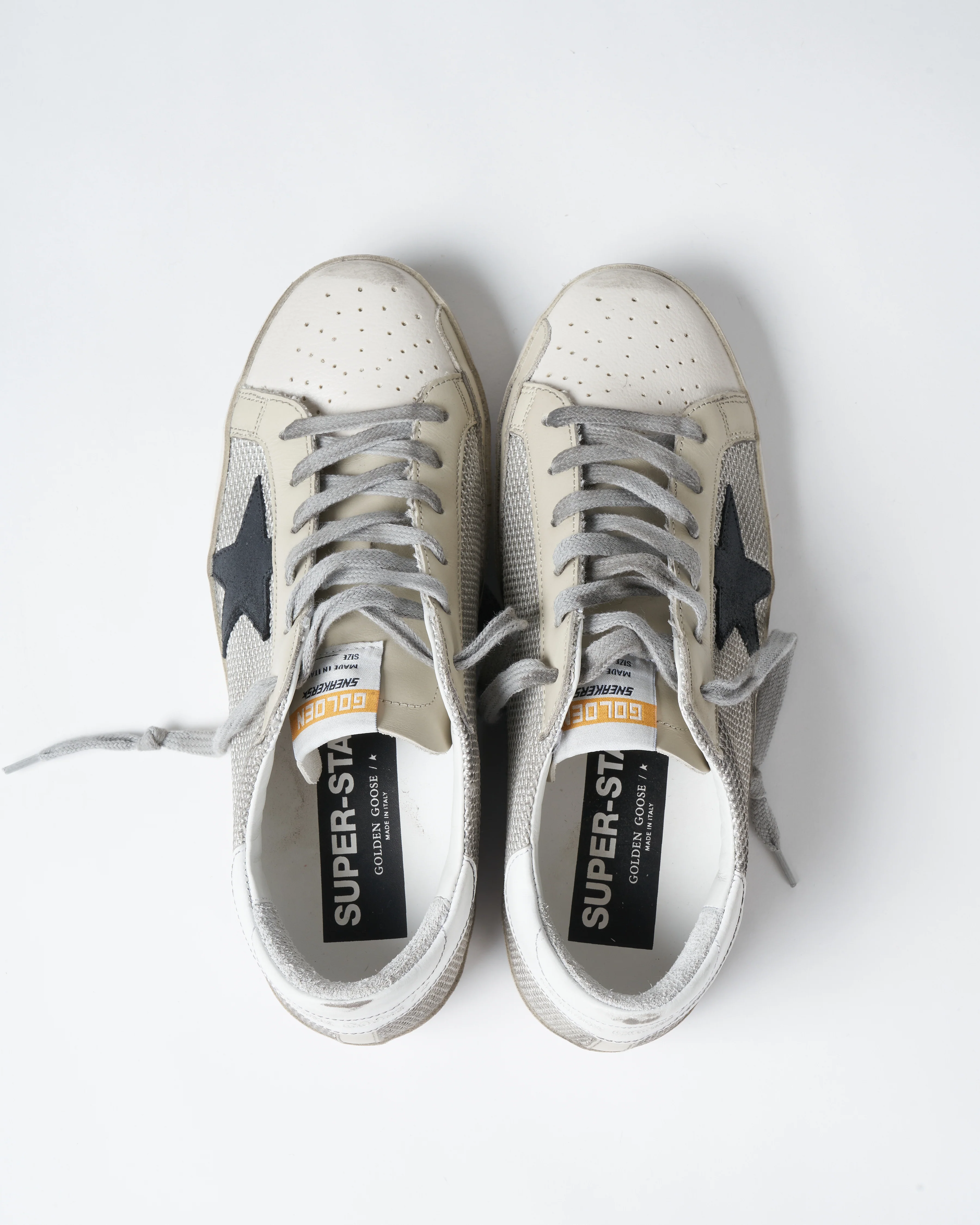 super-star net upper suede star leather heel - light silver/milk/black/white - Image 2