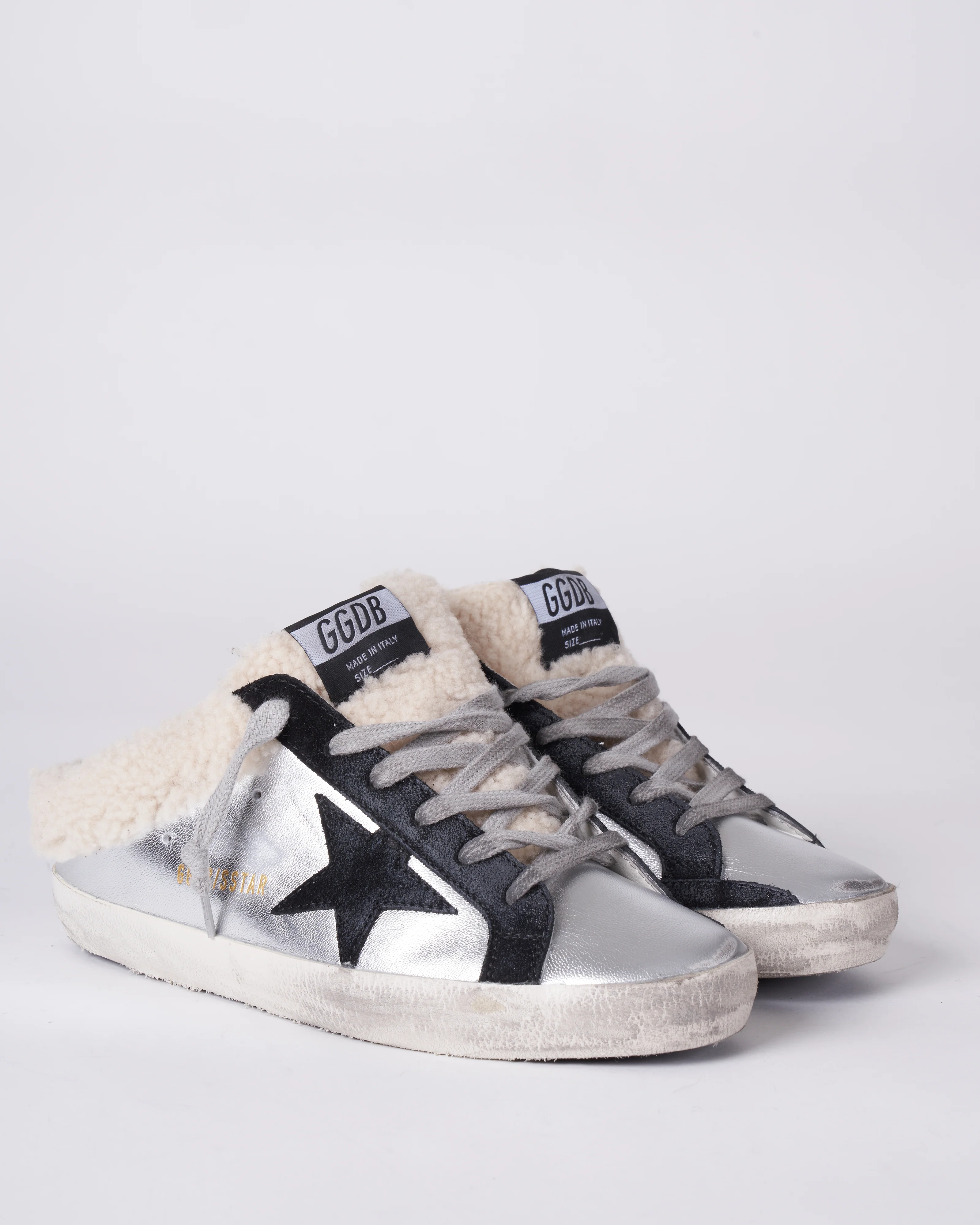 superstar sabot shearling sneaker - silver/black/beige - Image 2