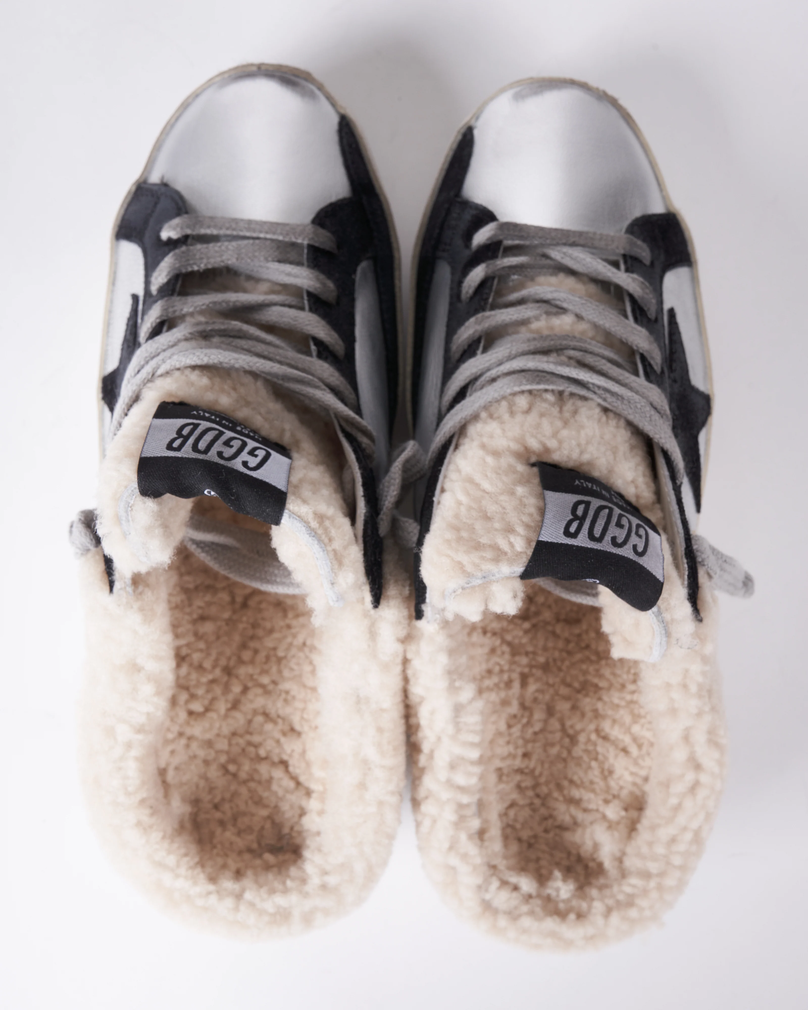 superstar sabot shearling sneaker - silver/black/beige - Image 3