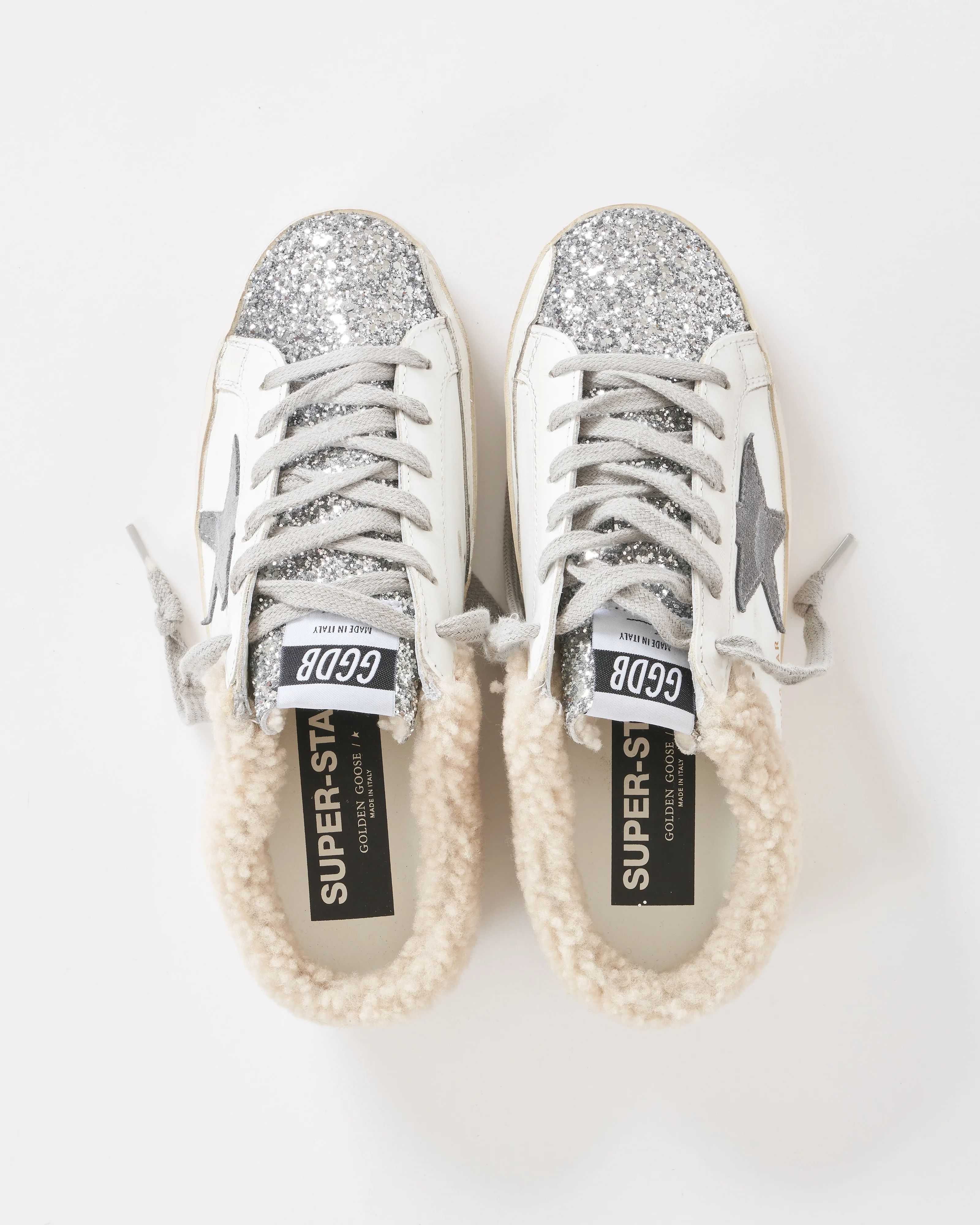 super-star sabot leather upper glitter toe suede star shearling lining - Image 3
