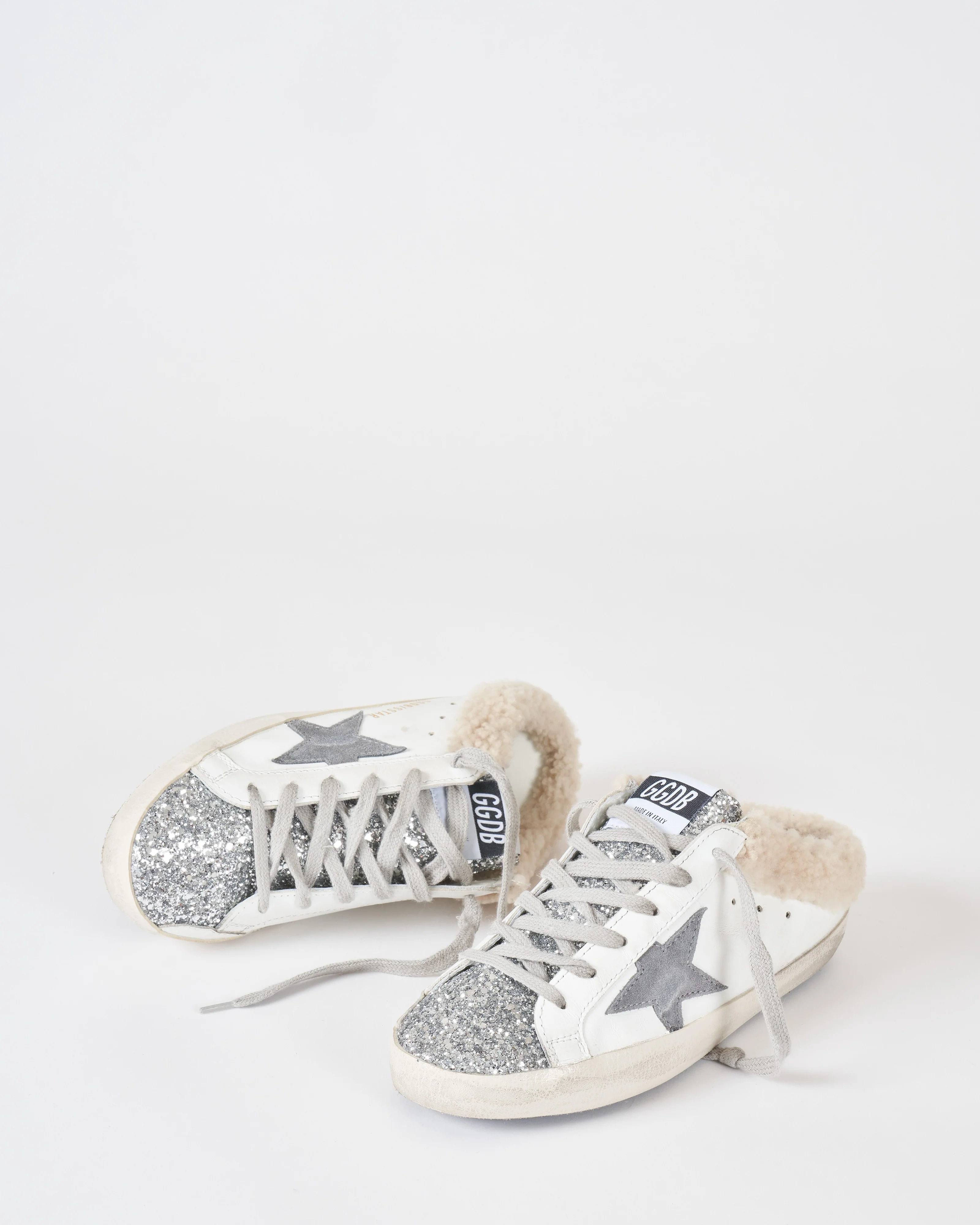 super-star sabot leather upper glitter toe suede star shearling lining - Image 4