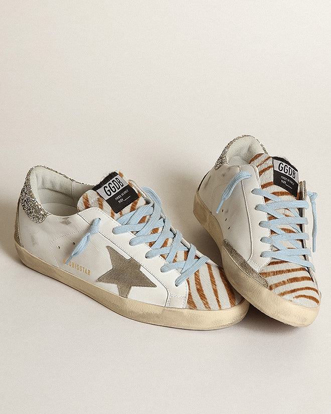 super-star suede star and spur glitter heel - white/white brown/taupe/platinum - Image 2