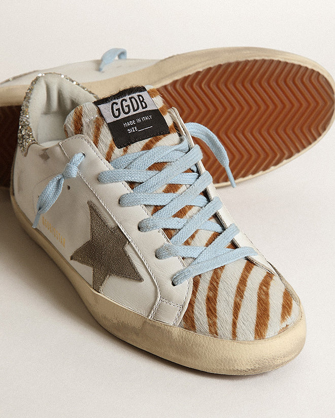super-star suede star and spur glitter heel - white/white brown/taupe/platinum - Image 3