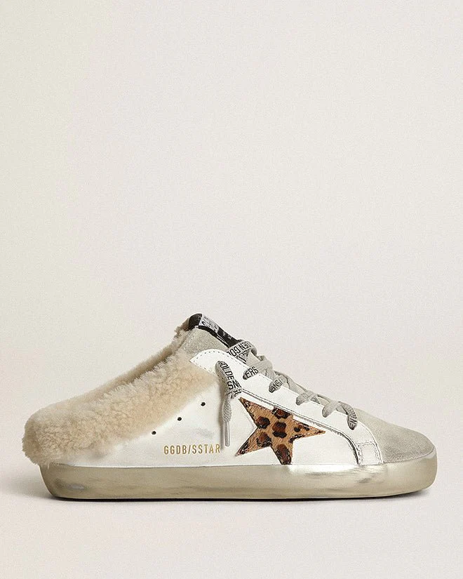 super-star suede toe mini leo horsy star - white/ice/beige brown leo/beige