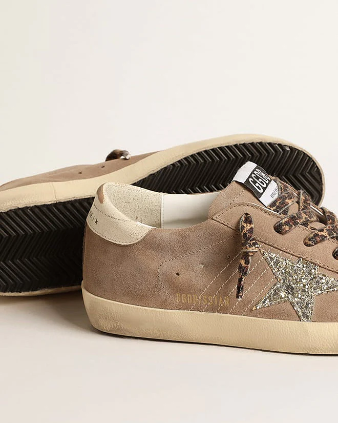super-star suede upper glitter star vintage leather heel - taupe/platinum/white ecru - Image 3