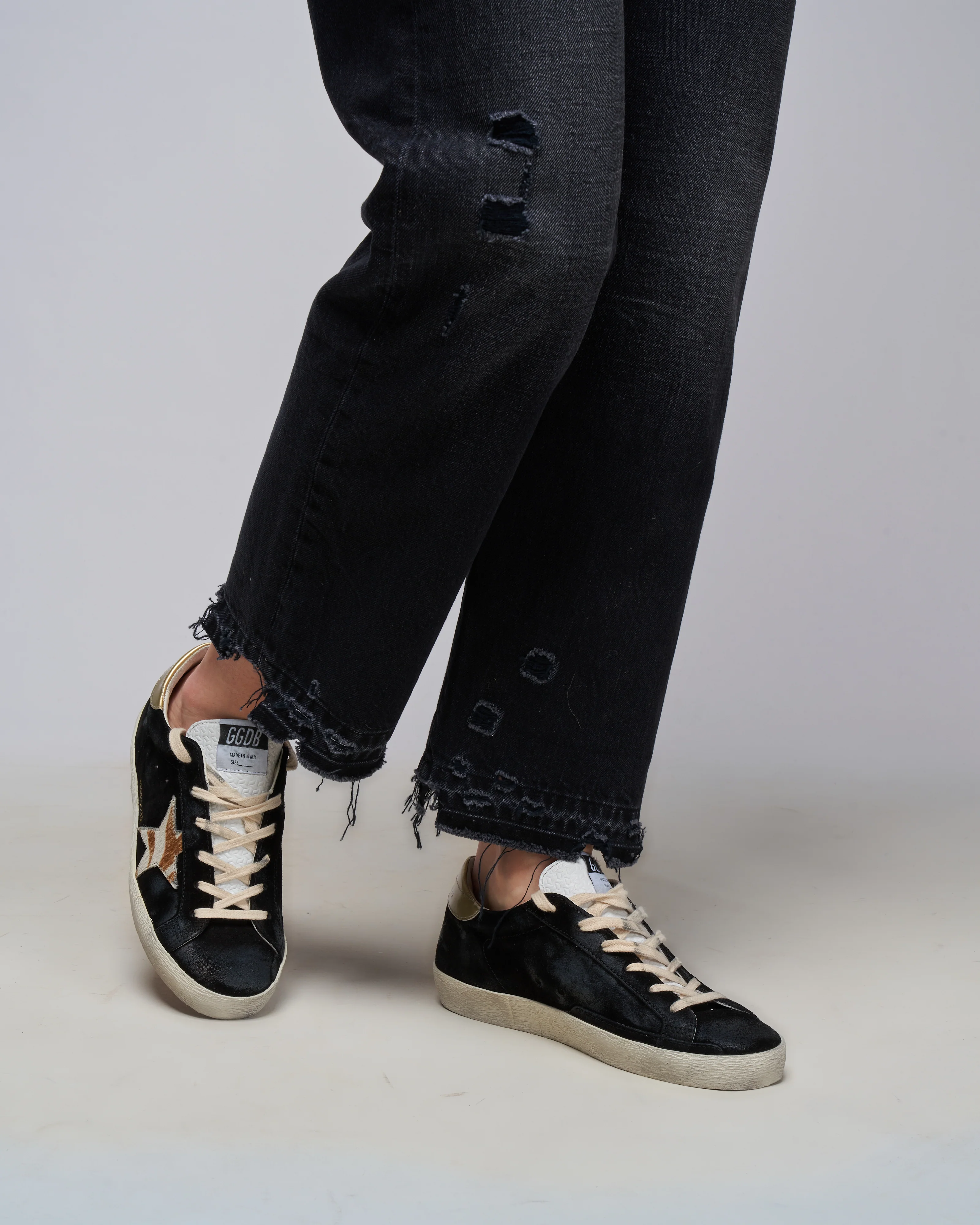 super-star suede with high frequency tongue and zebra horsy star - black/white/beige zebra/gold - Image 2