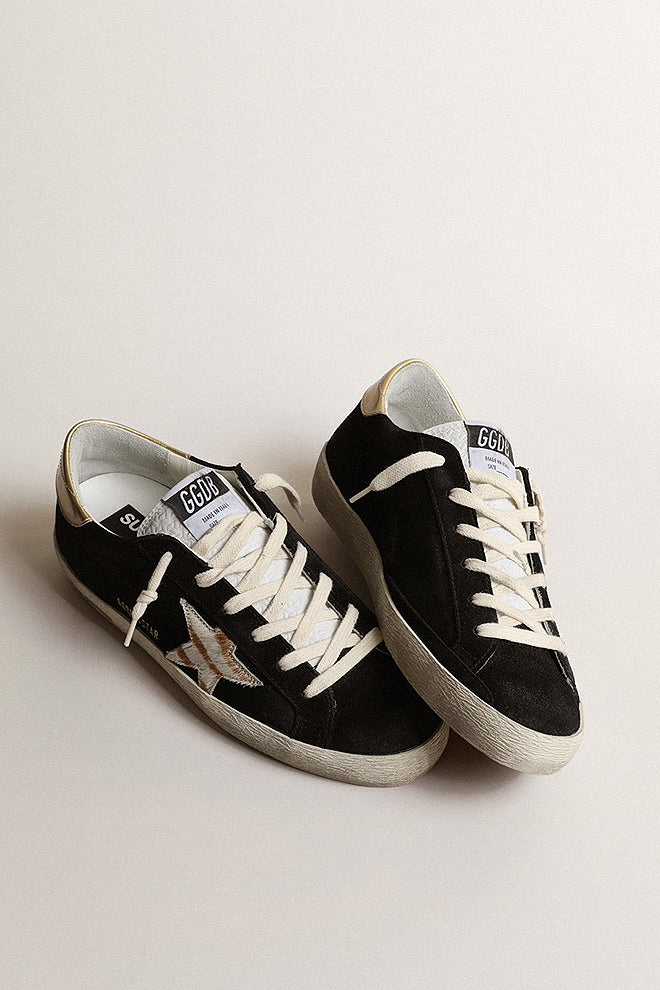 super-star suede with high frequency tongue and zebra horsy star - black/white/beige zebra/gold - Image 3