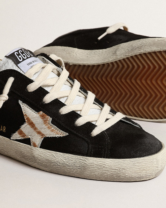 super-star suede with high frequency tongue and zebra horsy star - black/white/beige zebra/gold - Image 4