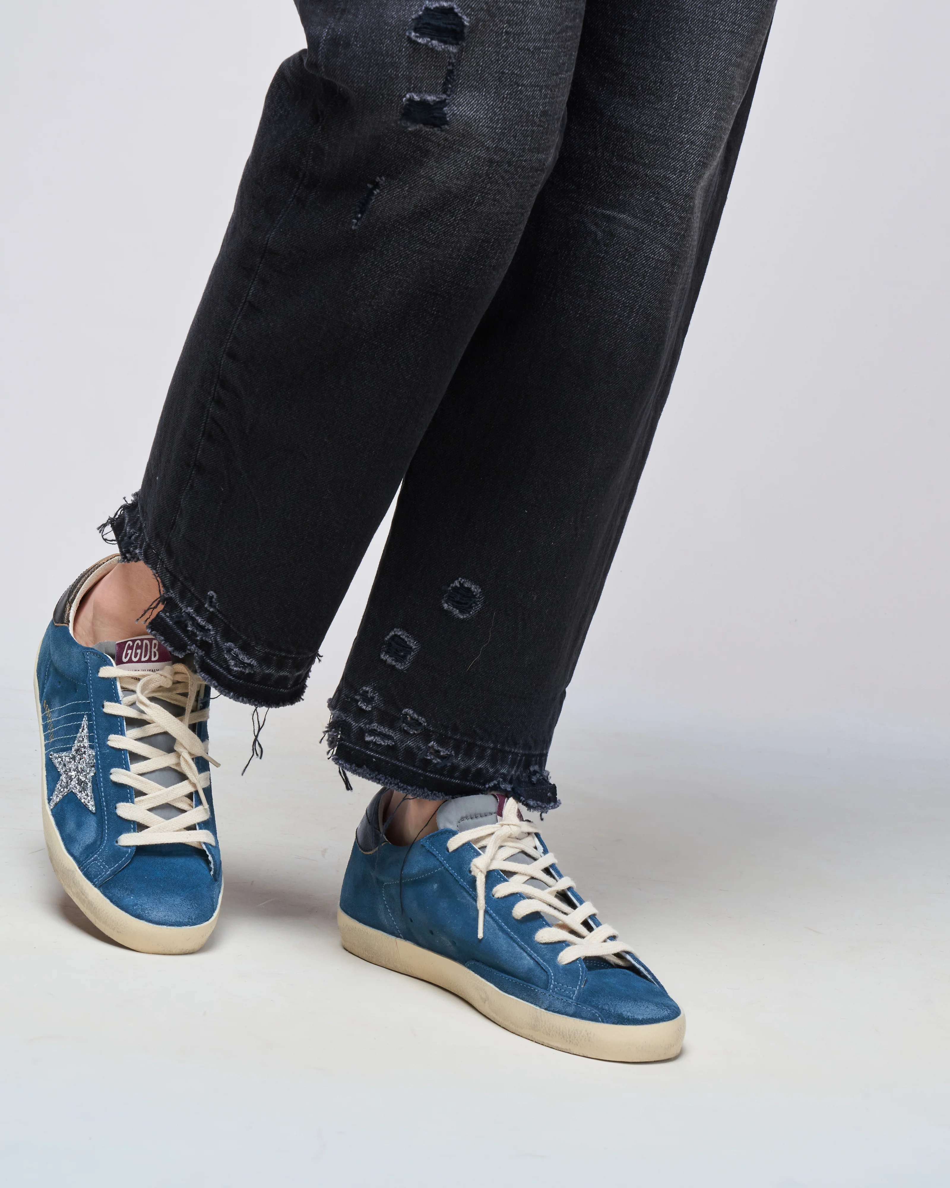 super-star suede with nylon tongue and glitter star - blue/grey/silver/black - Image 2