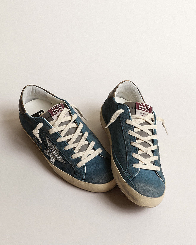 super-star suede with nylon tongue and glitter star - blue/grey/silver/black - Image 3