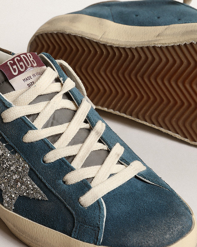 super-star suede with nylon tongue and glitter star - blue/grey/silver/black - Image 4