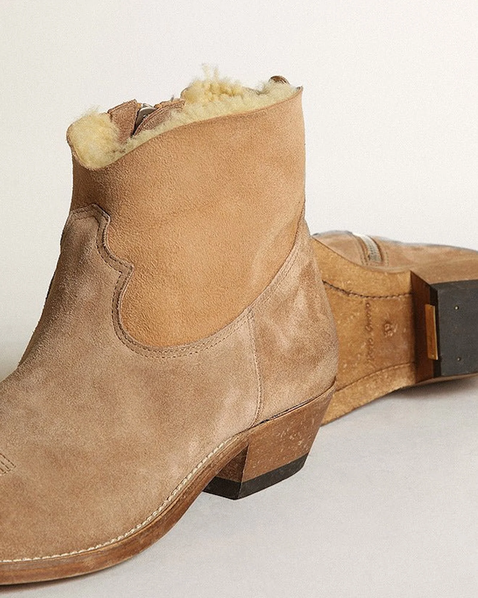 young suede upper shearling lining - tobacco/cream - Image 2
