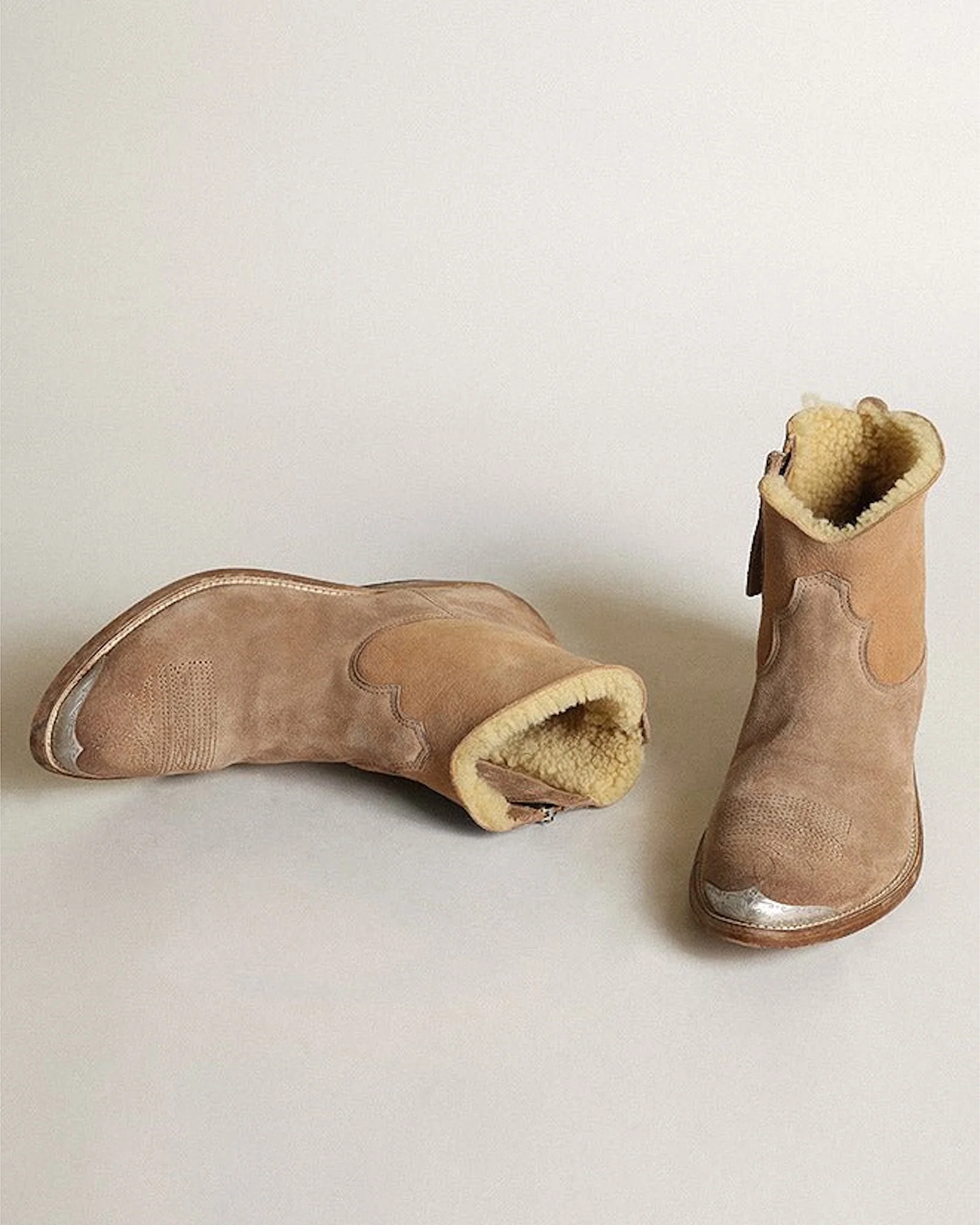 young suede upper shearling lining - tobacco/cream - Image 3