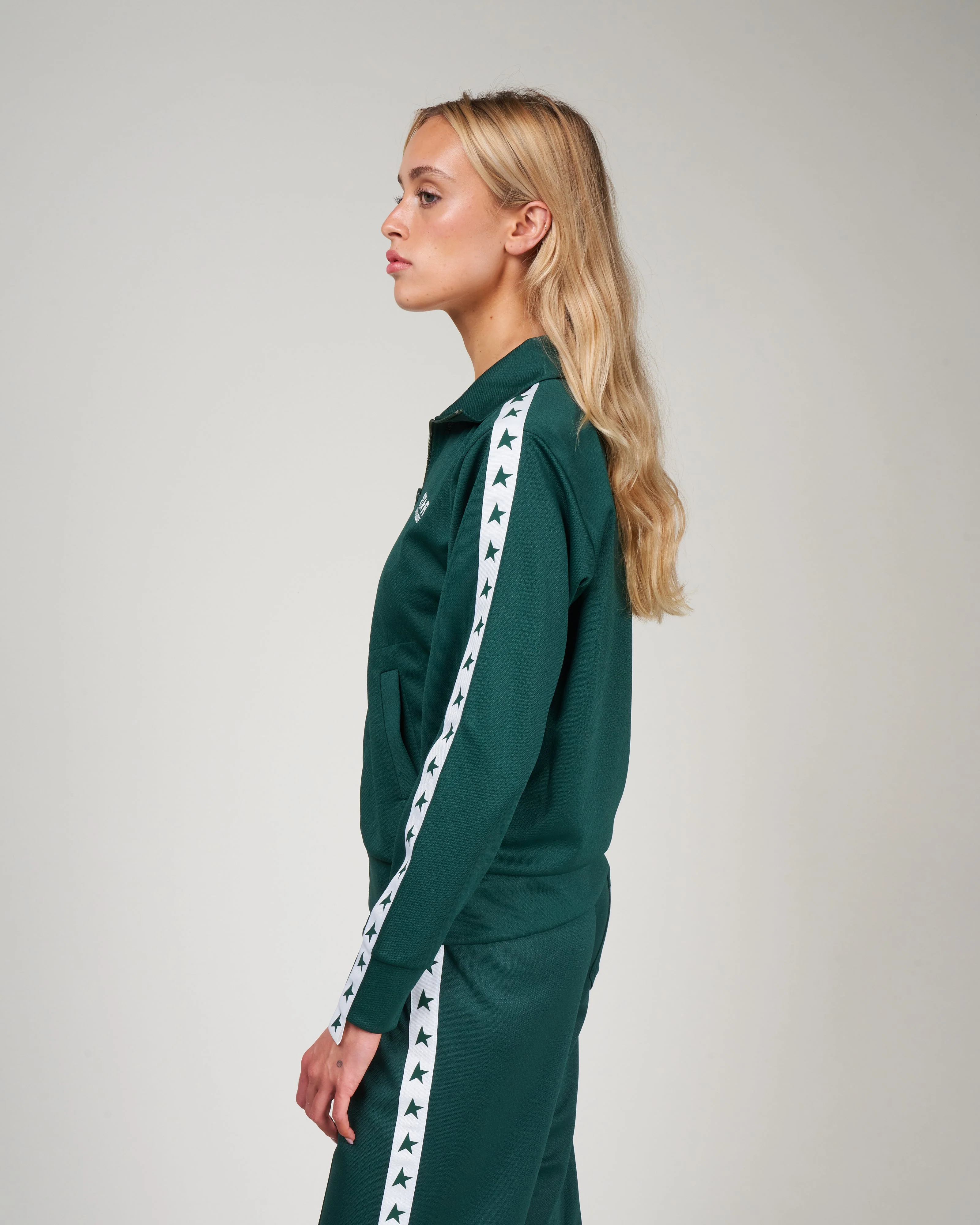 zipped track jacket - bright green/ white - Image 3