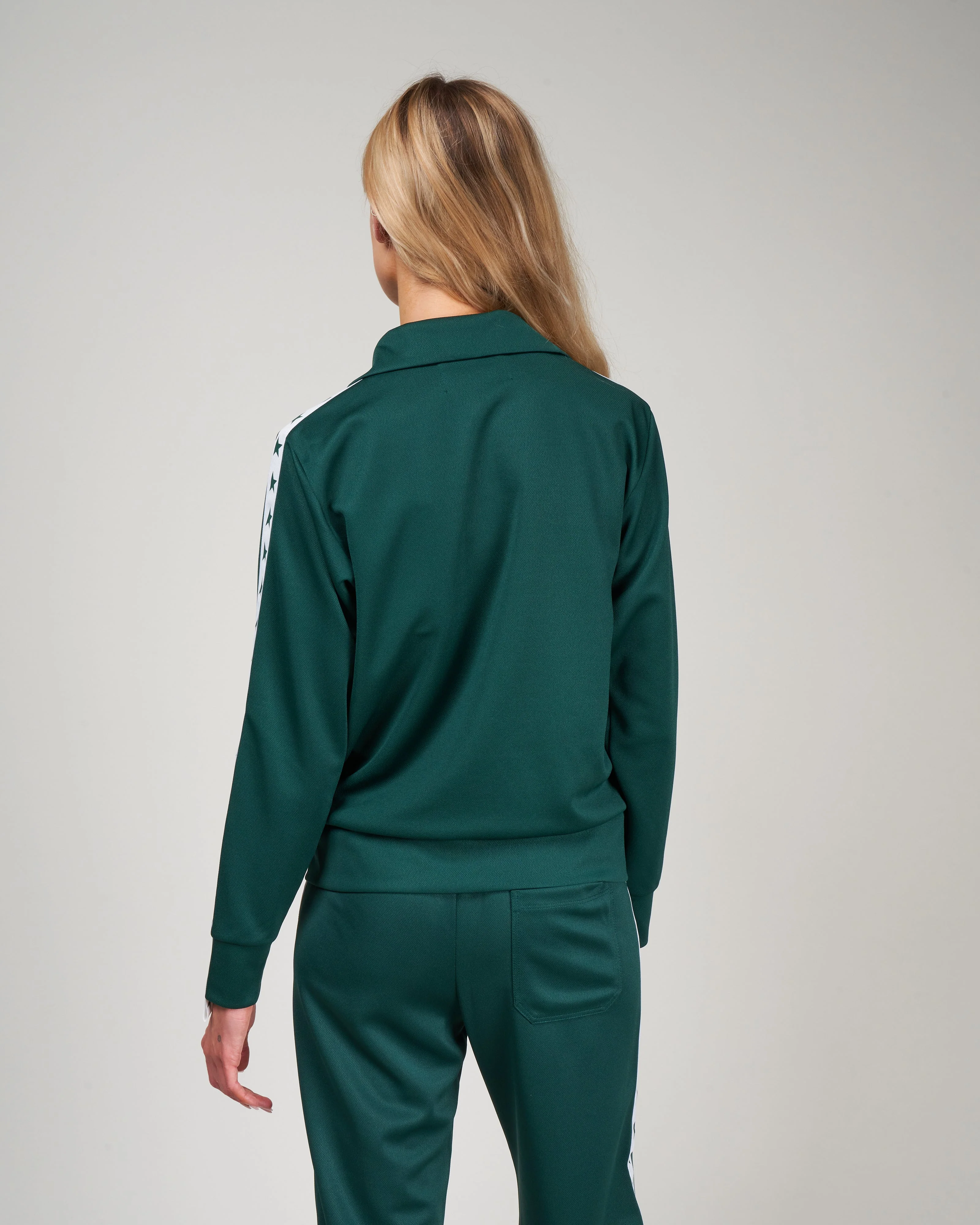 zipped track jacket - bright green/ white - Image 4