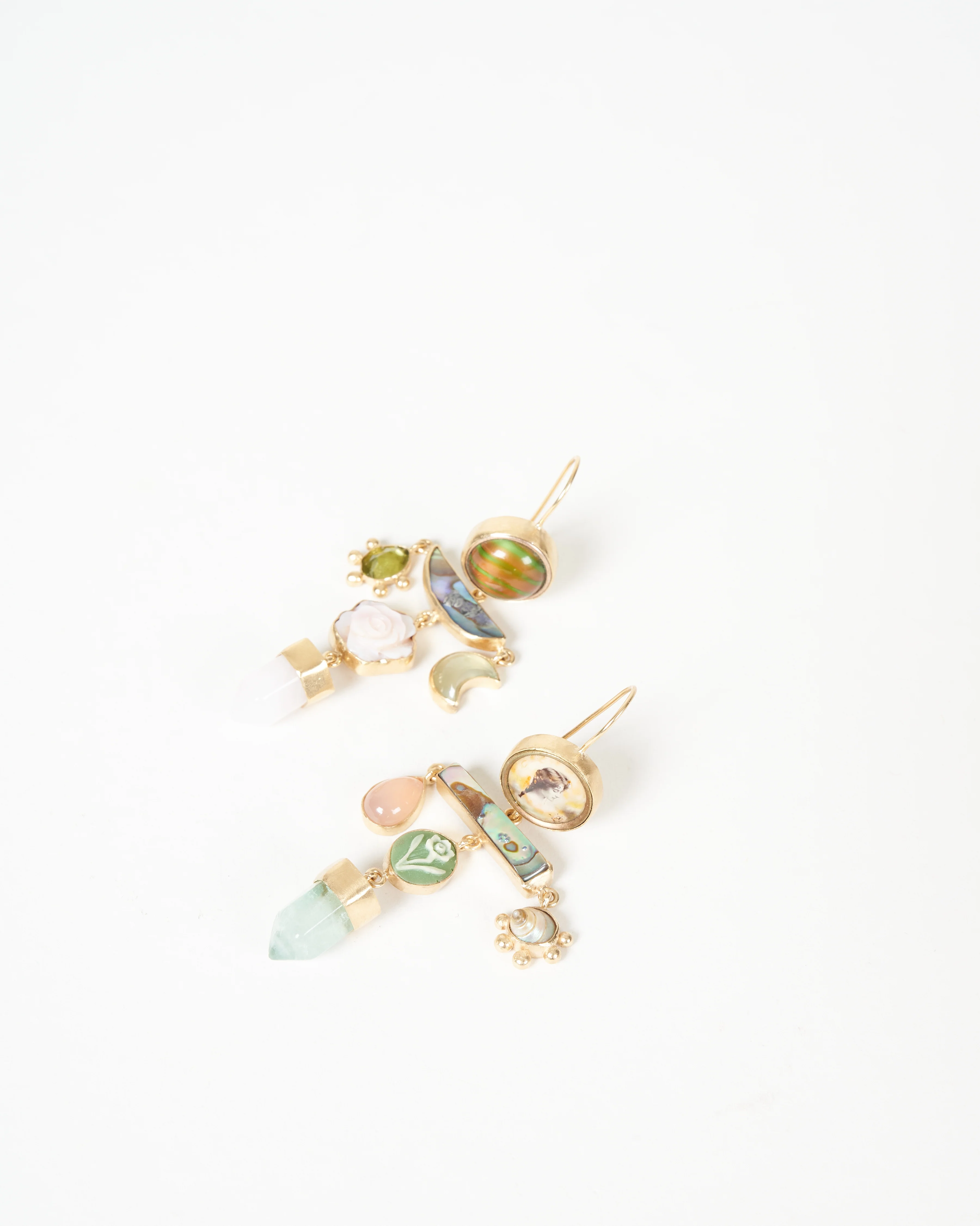balance drop earring - green and pink - Image 2