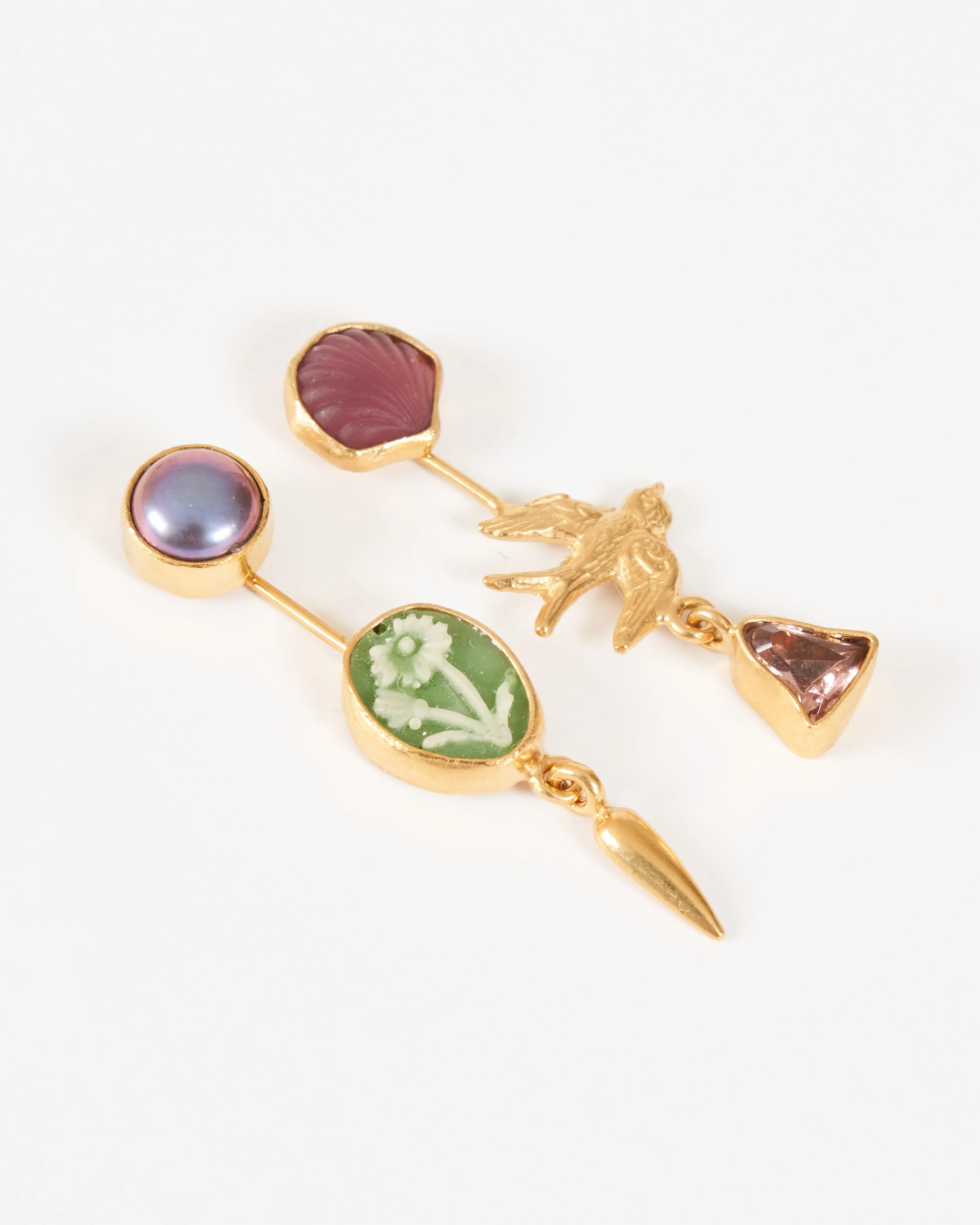 double detachable victorian drop earrings - gold/multi - Image 2