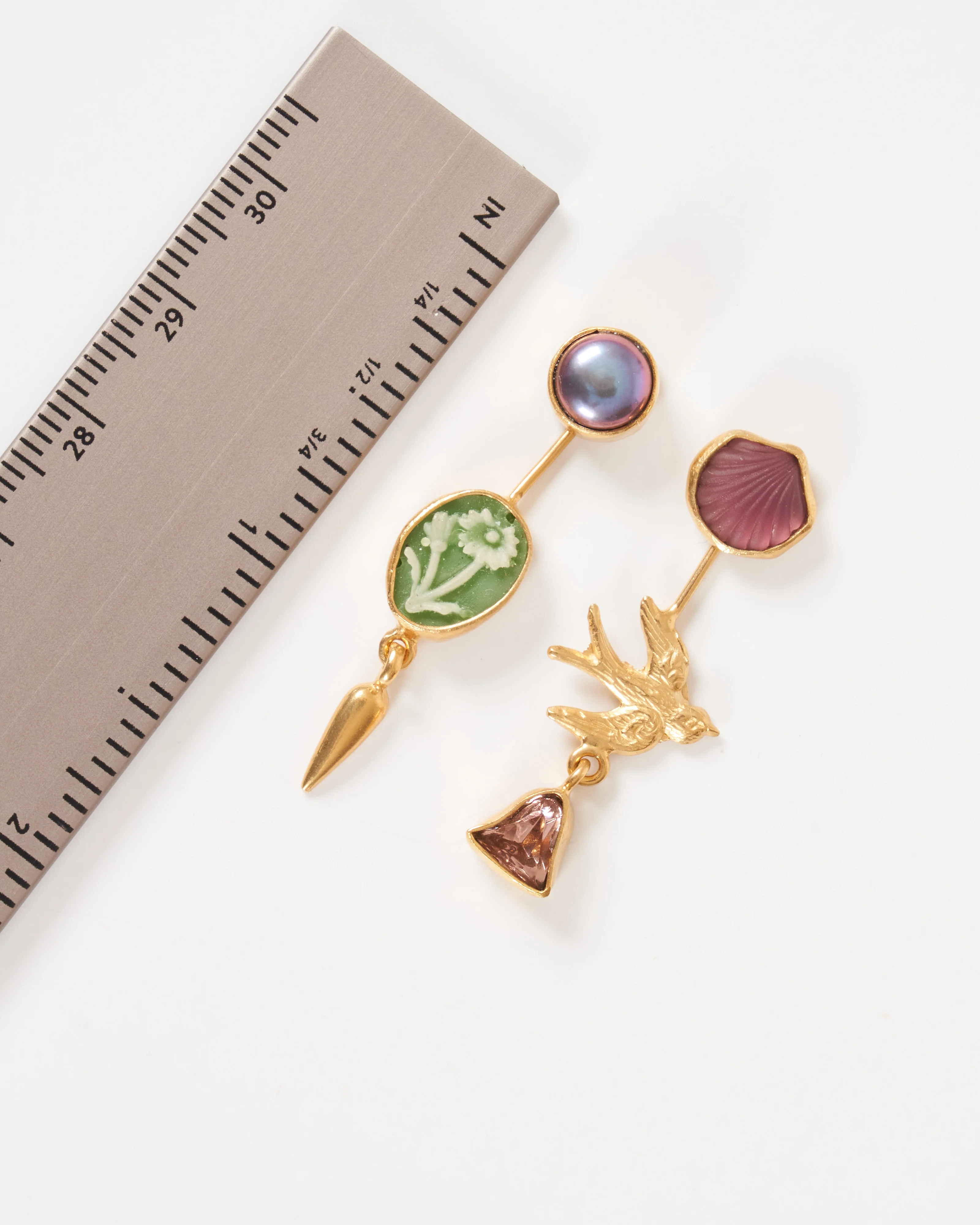double detachable victorian drop earrings - gold/multi - Image 5
