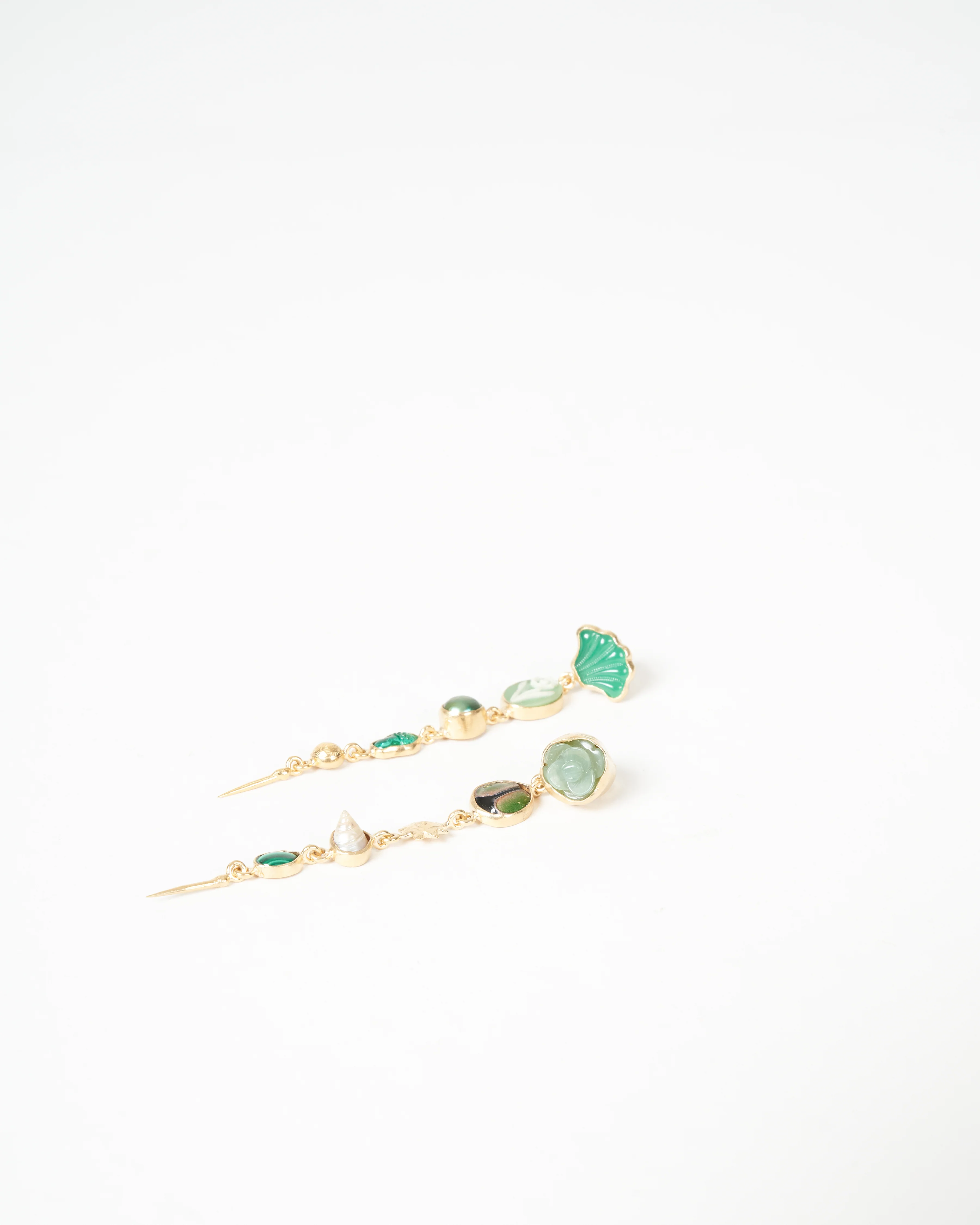five charm with victorian drop earring - green - Image 2