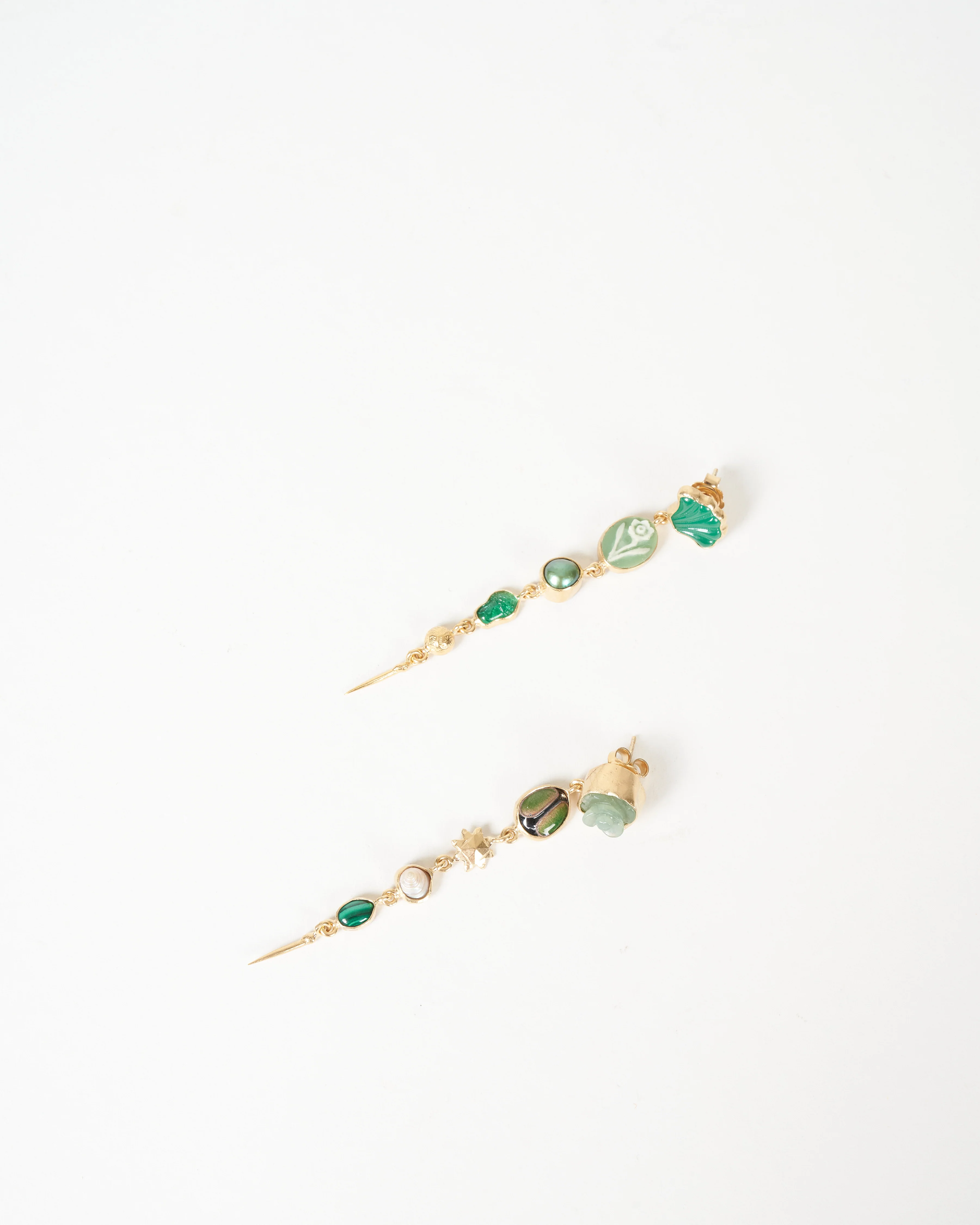 five charm with victorian drop earring - green - Image 3