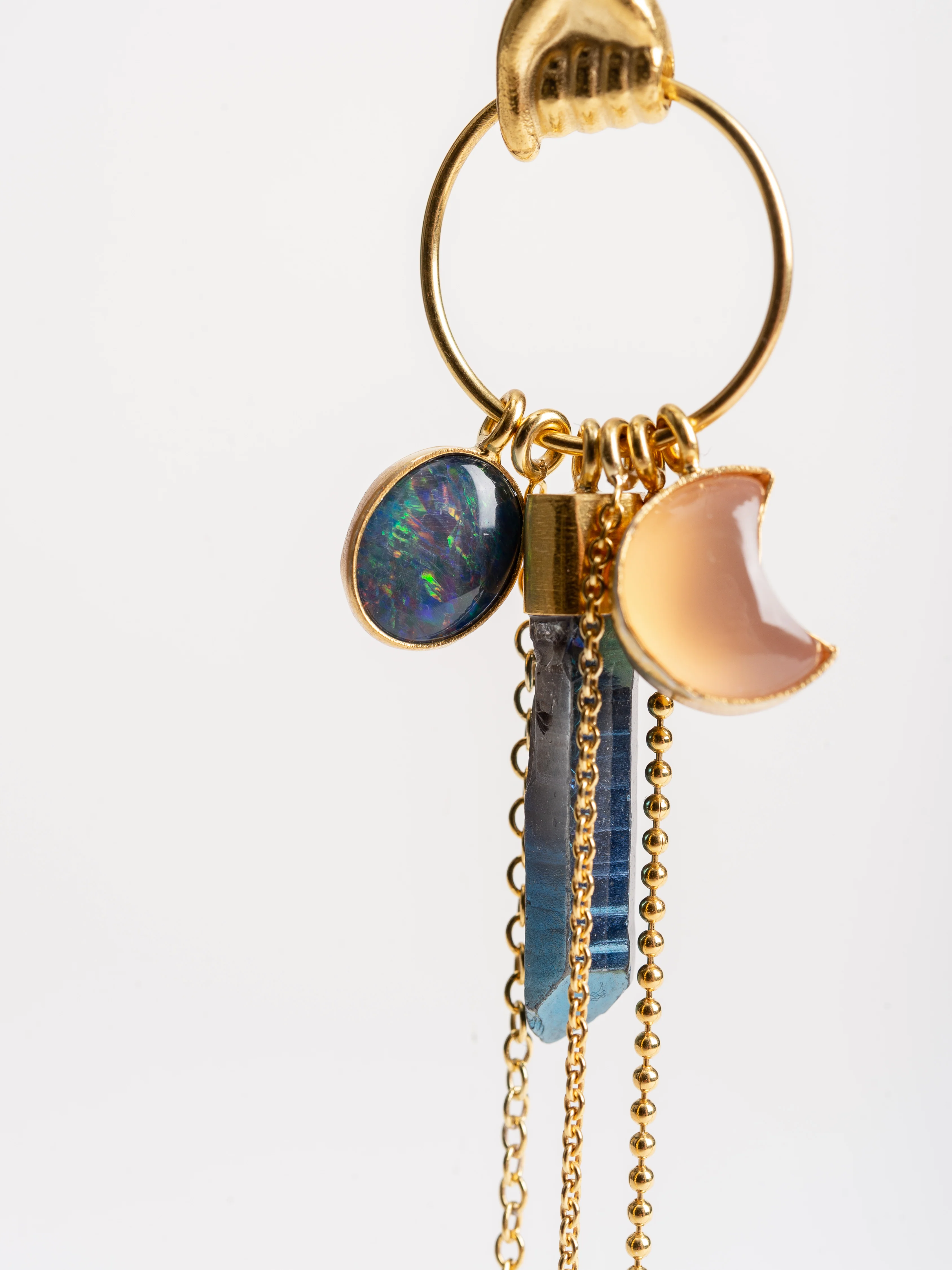 hand multi charm drop earring - Image 4