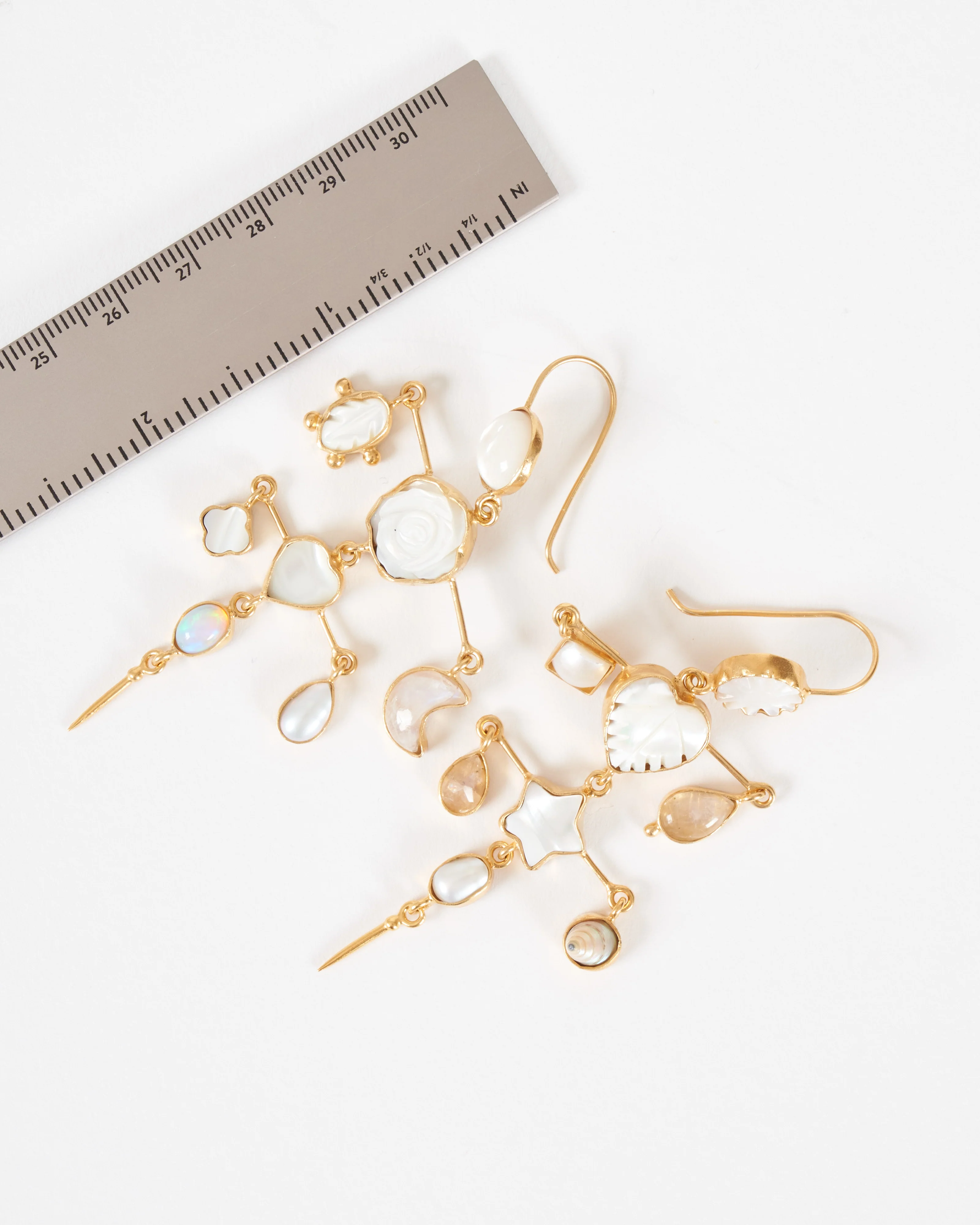 layered victorian drop earrings - gold/white - Image 5