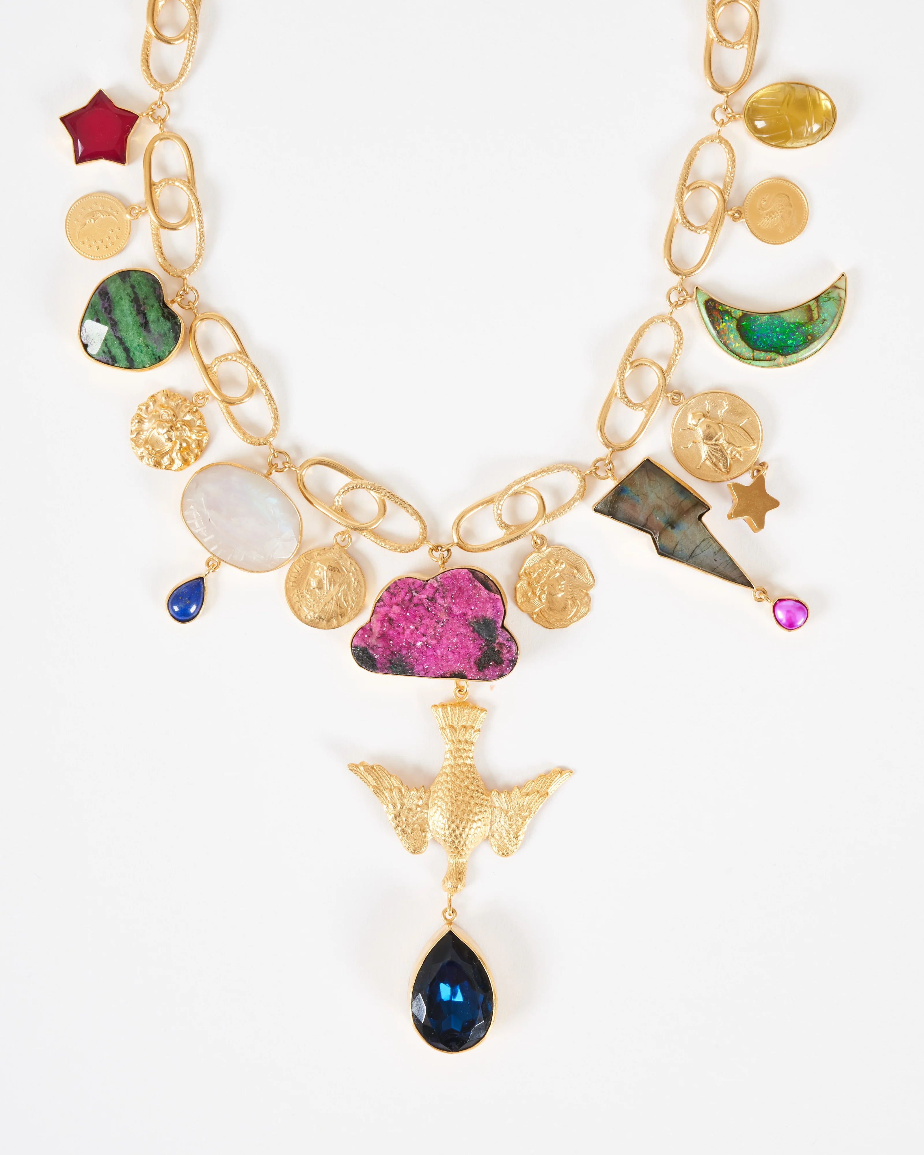linked celestial charm necklace - gold/multi - Image 2