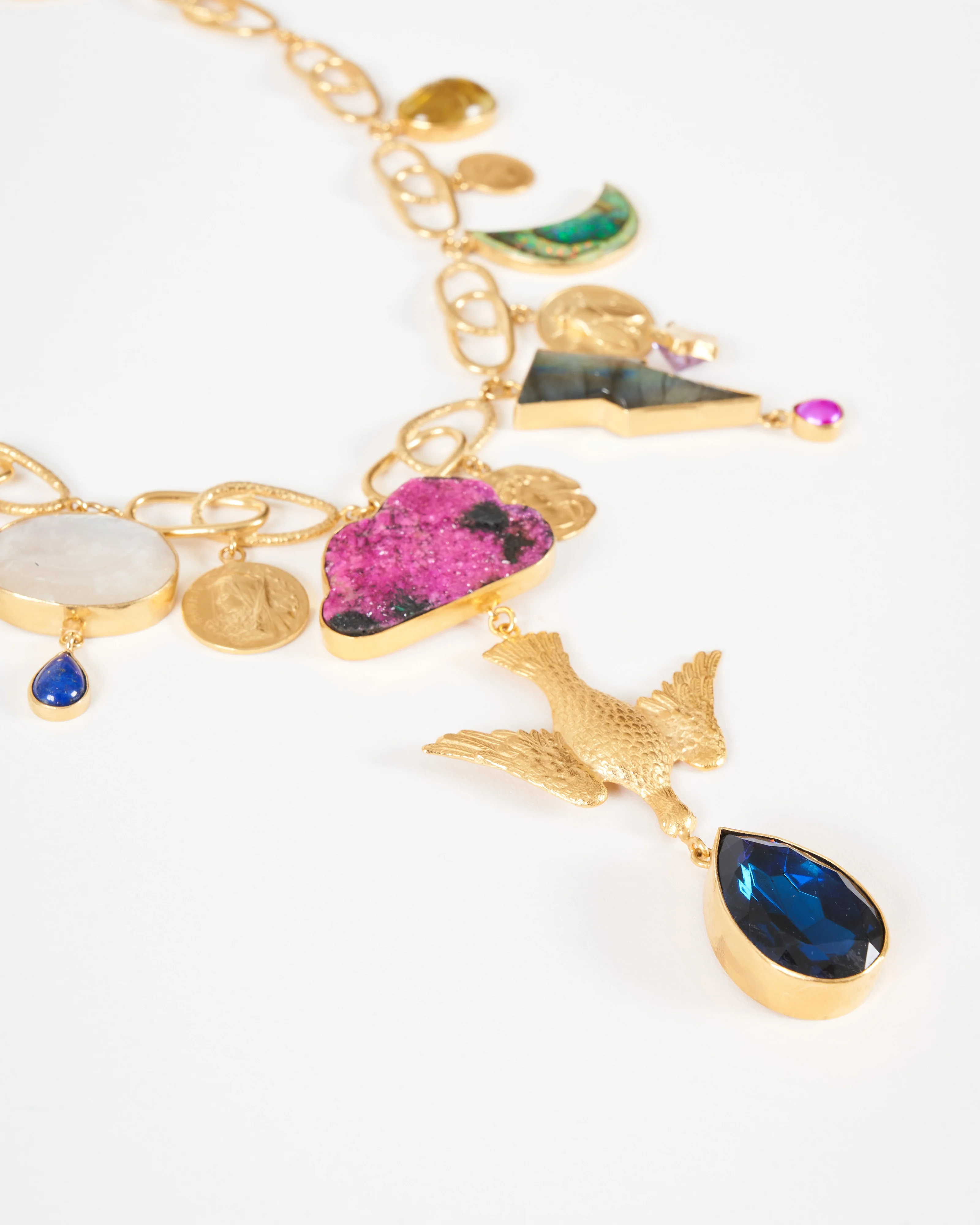 linked celestial charm necklace - gold/multi - Image 3