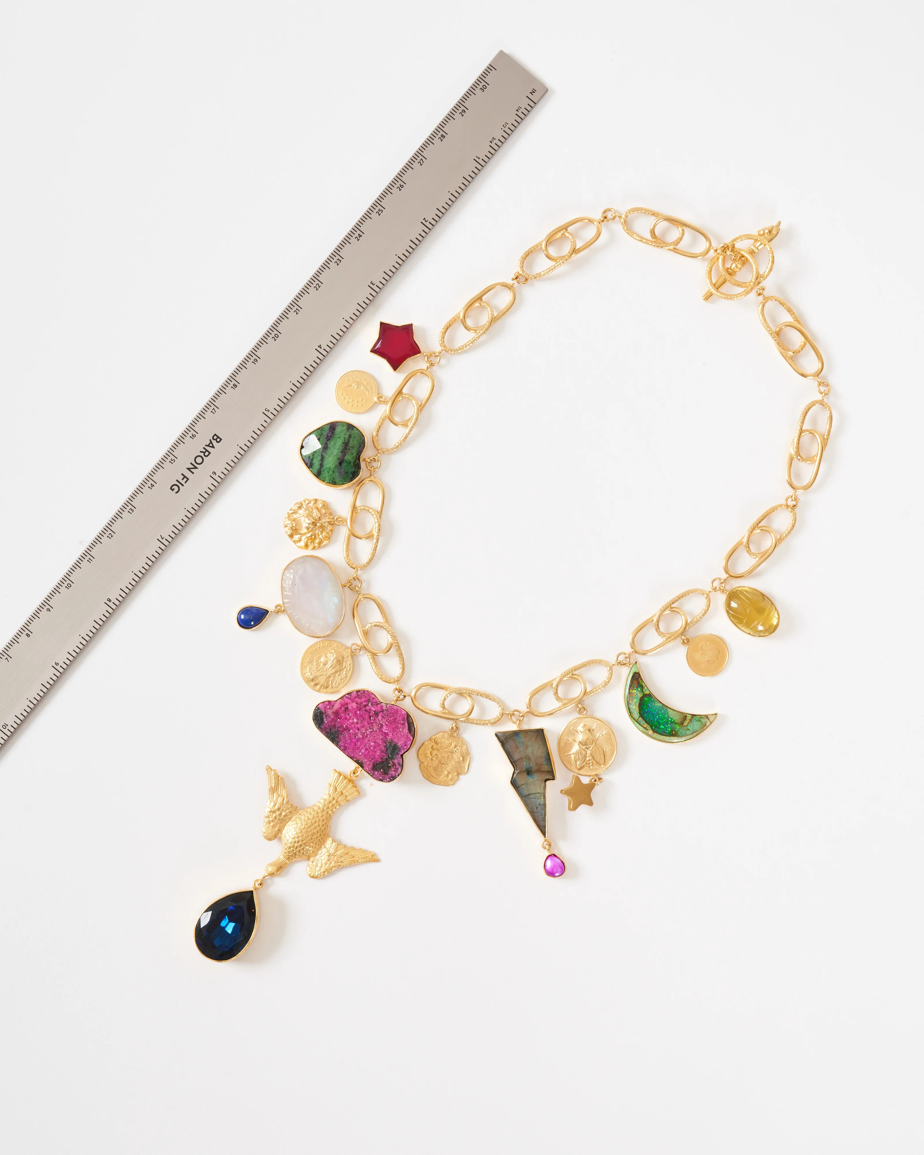linked celestial charm necklace - gold/multi - Image 4