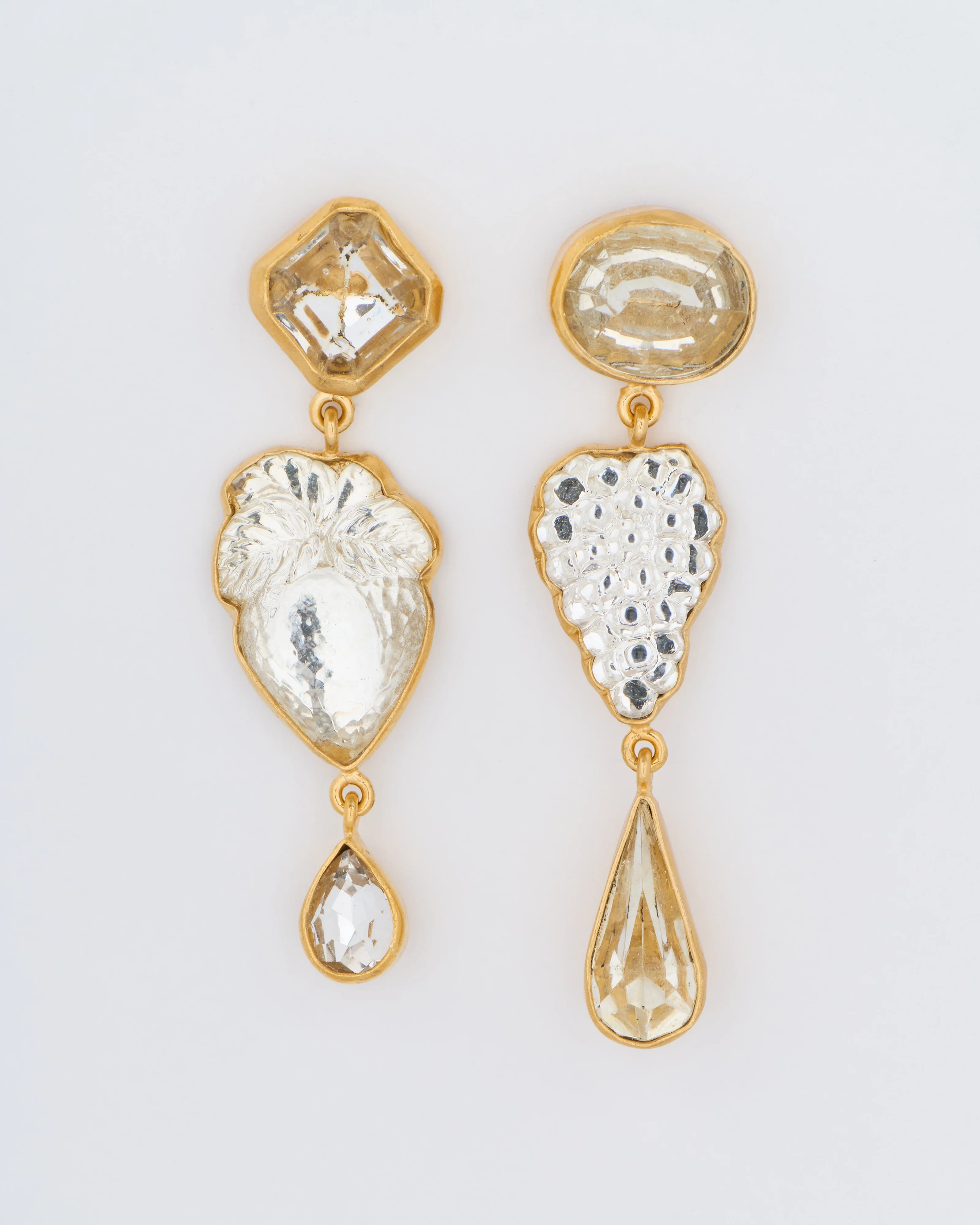 three charm vintage crystal earrings