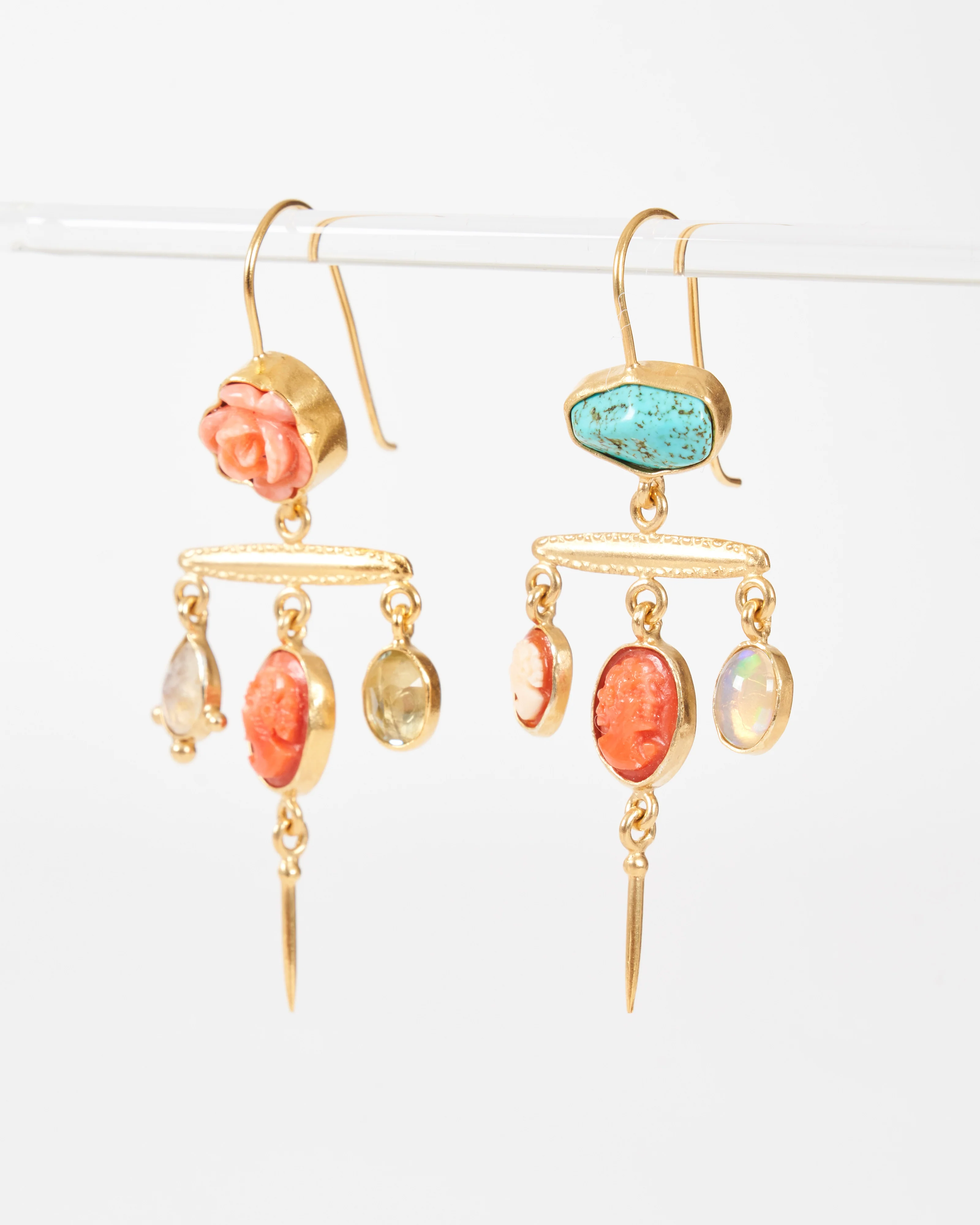 victorian pin drop earrings - coral multi - Image 2