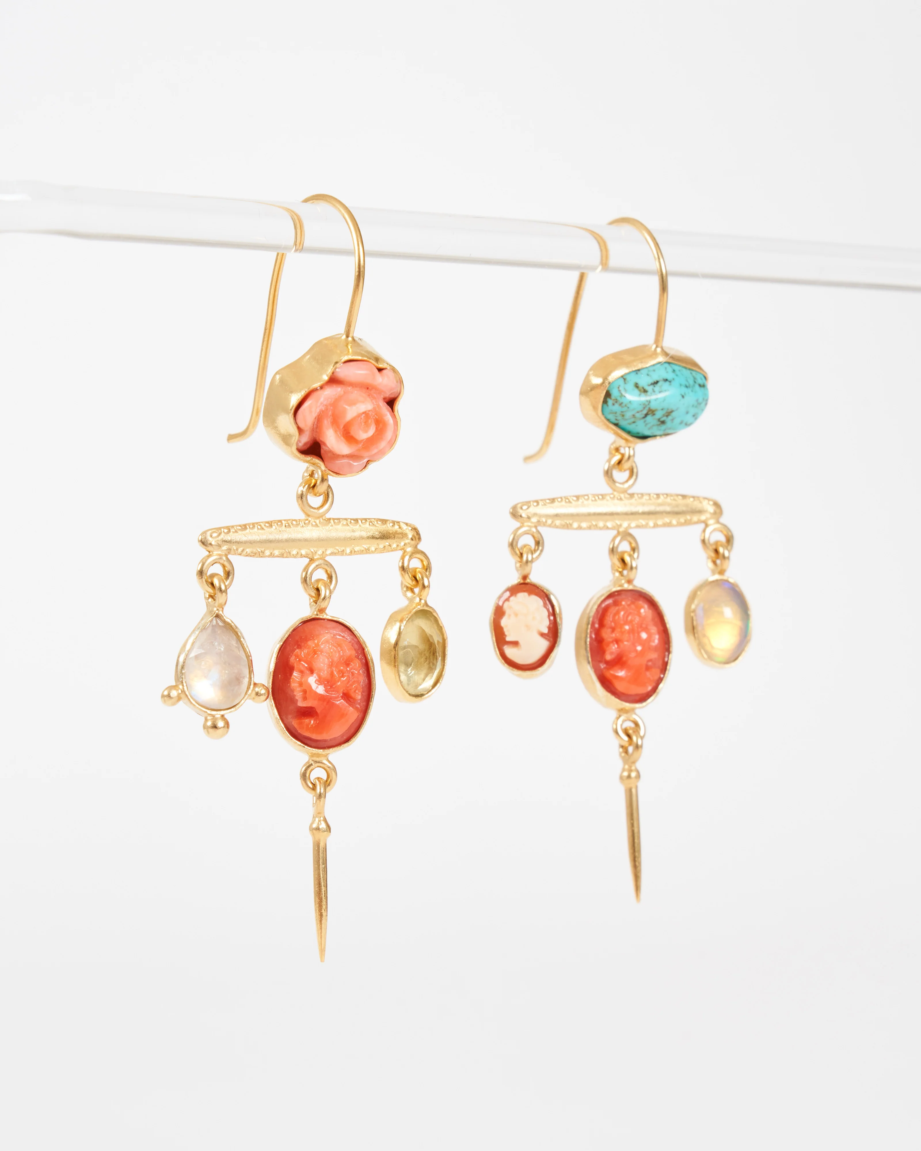 victorian pin drop earrings - coral multi - Image 3