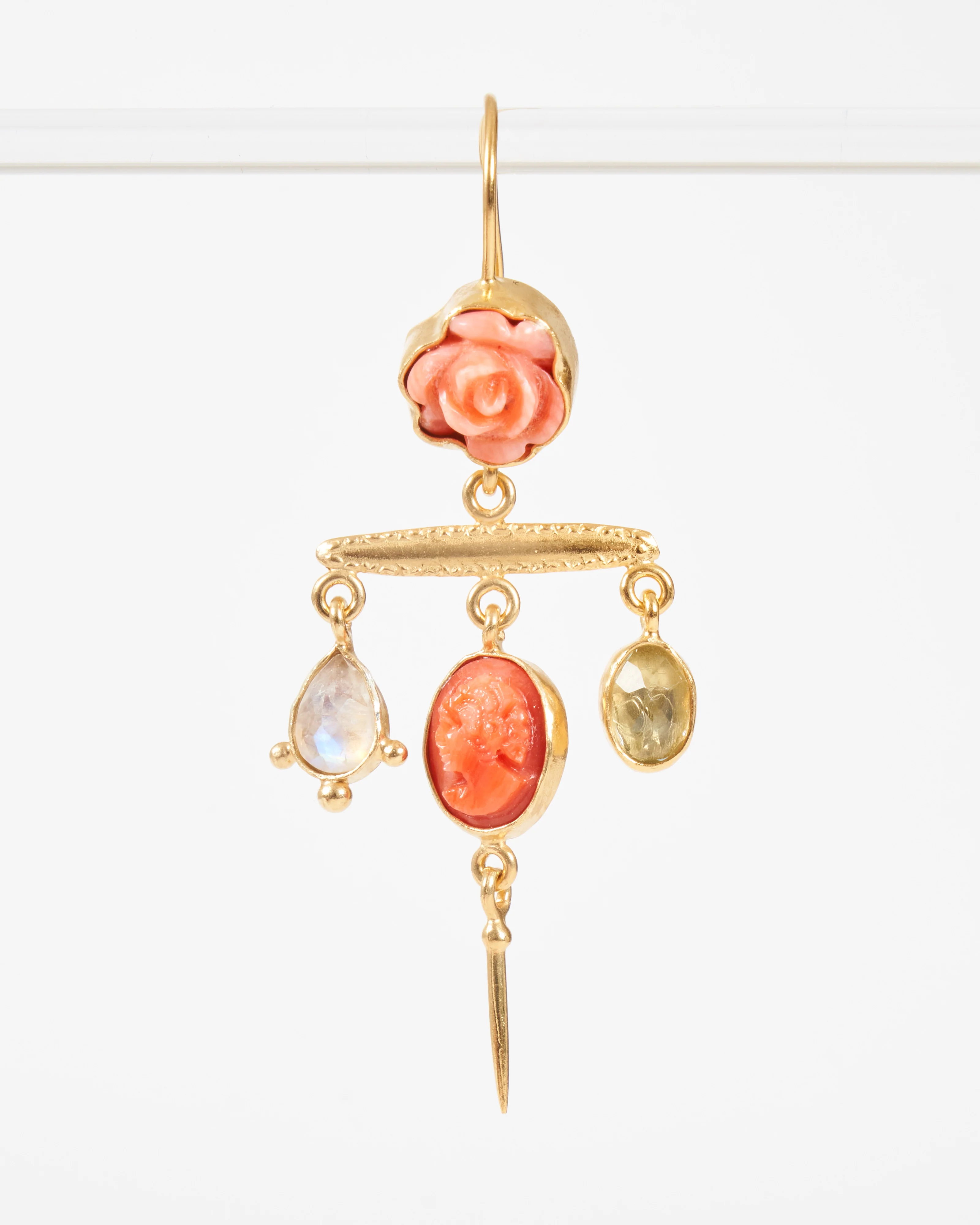 victorian pin drop earrings - coral multi - Image 4