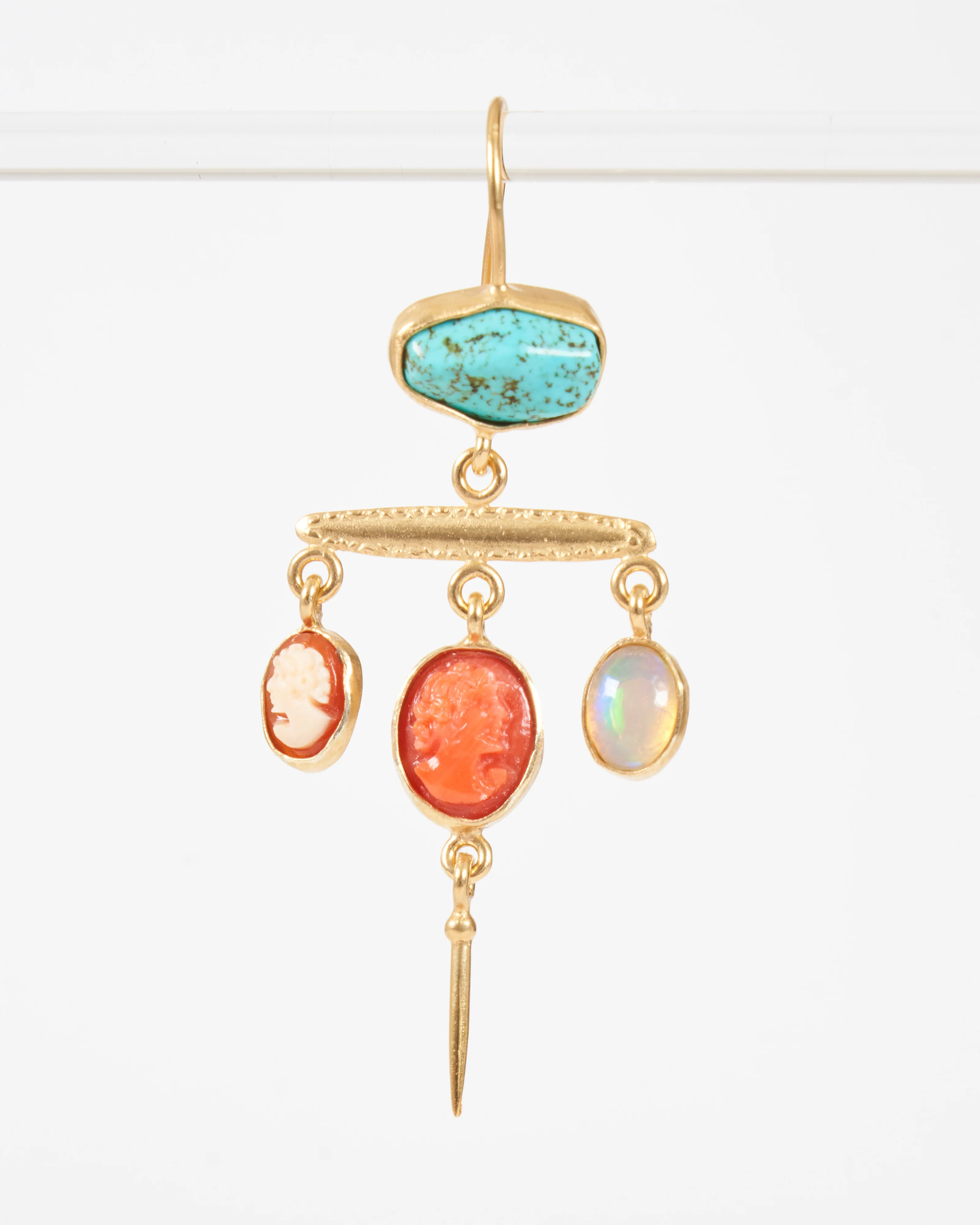 victorian pin drop earrings - coral multi - Image 5