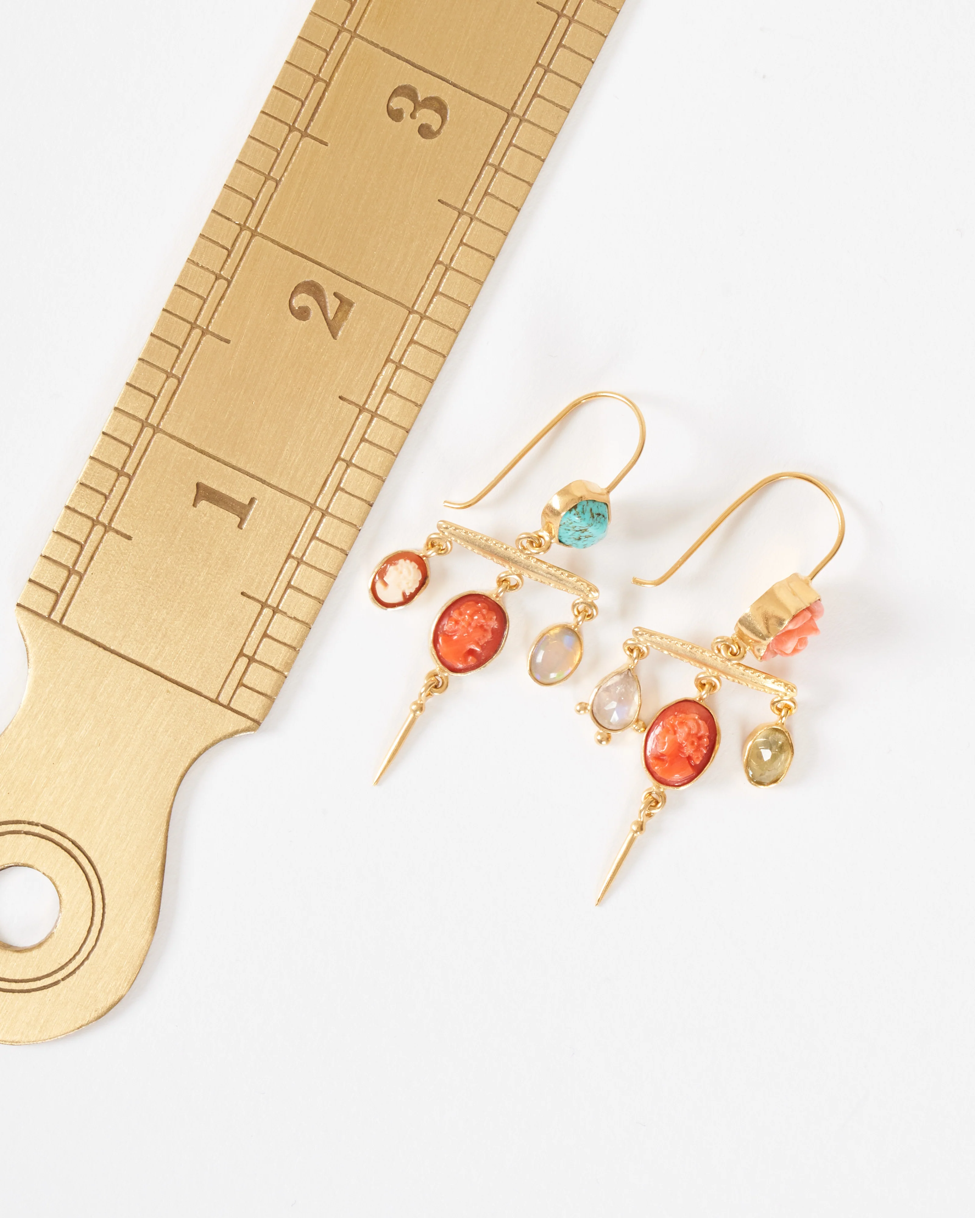 victorian pin drop earrings - coral multi - Image 6