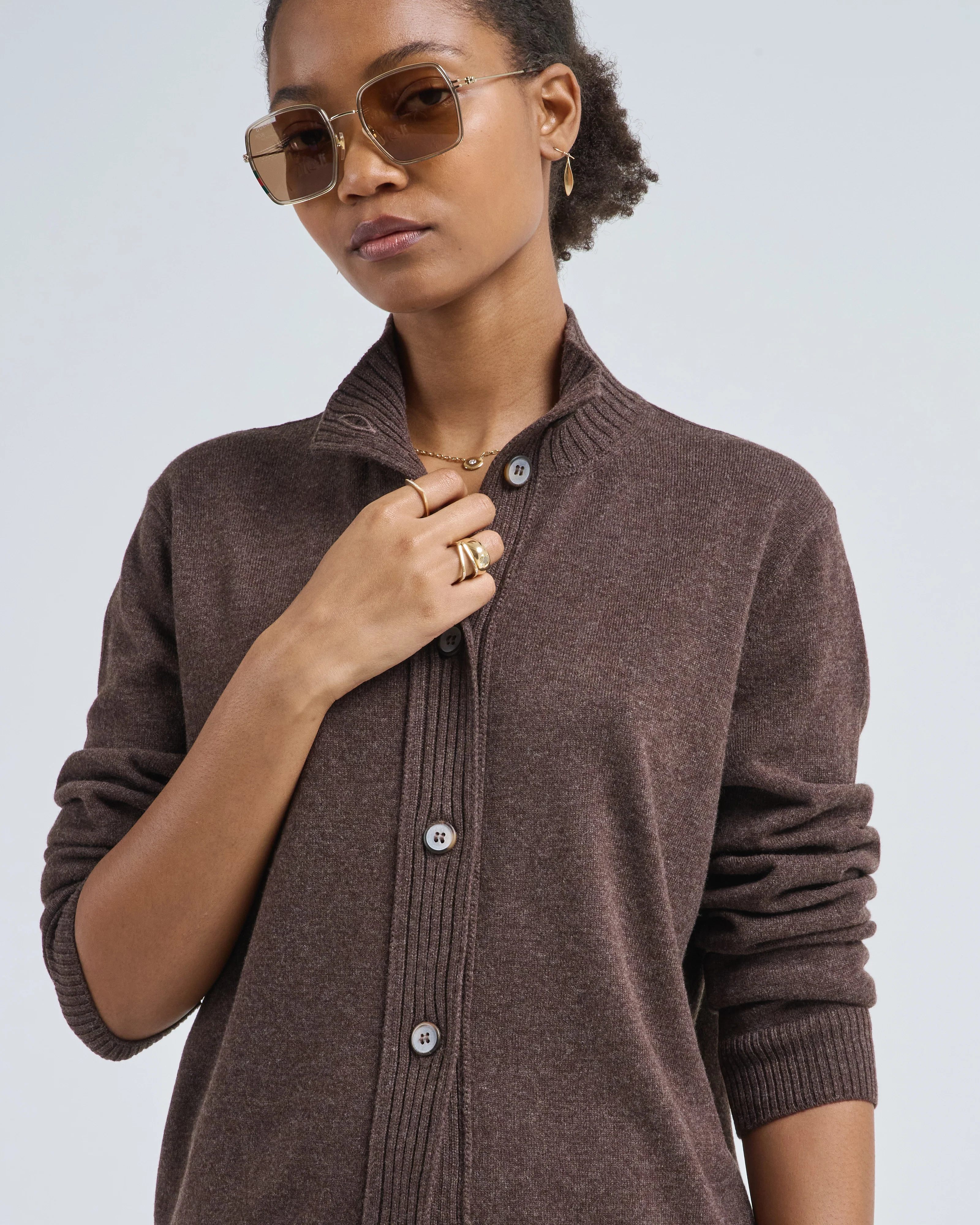 stand collar cardigan - Image 2
