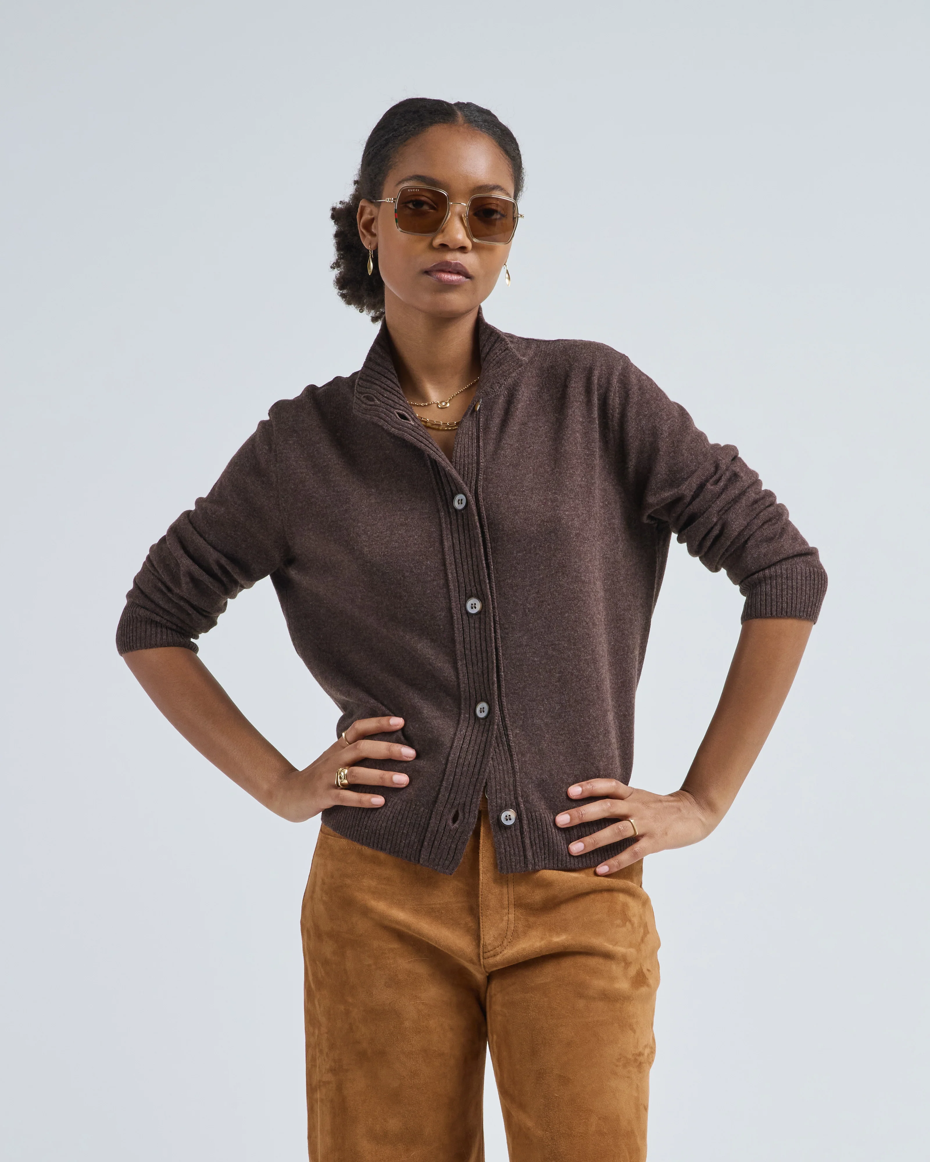 stand collar cardigan - Image 3